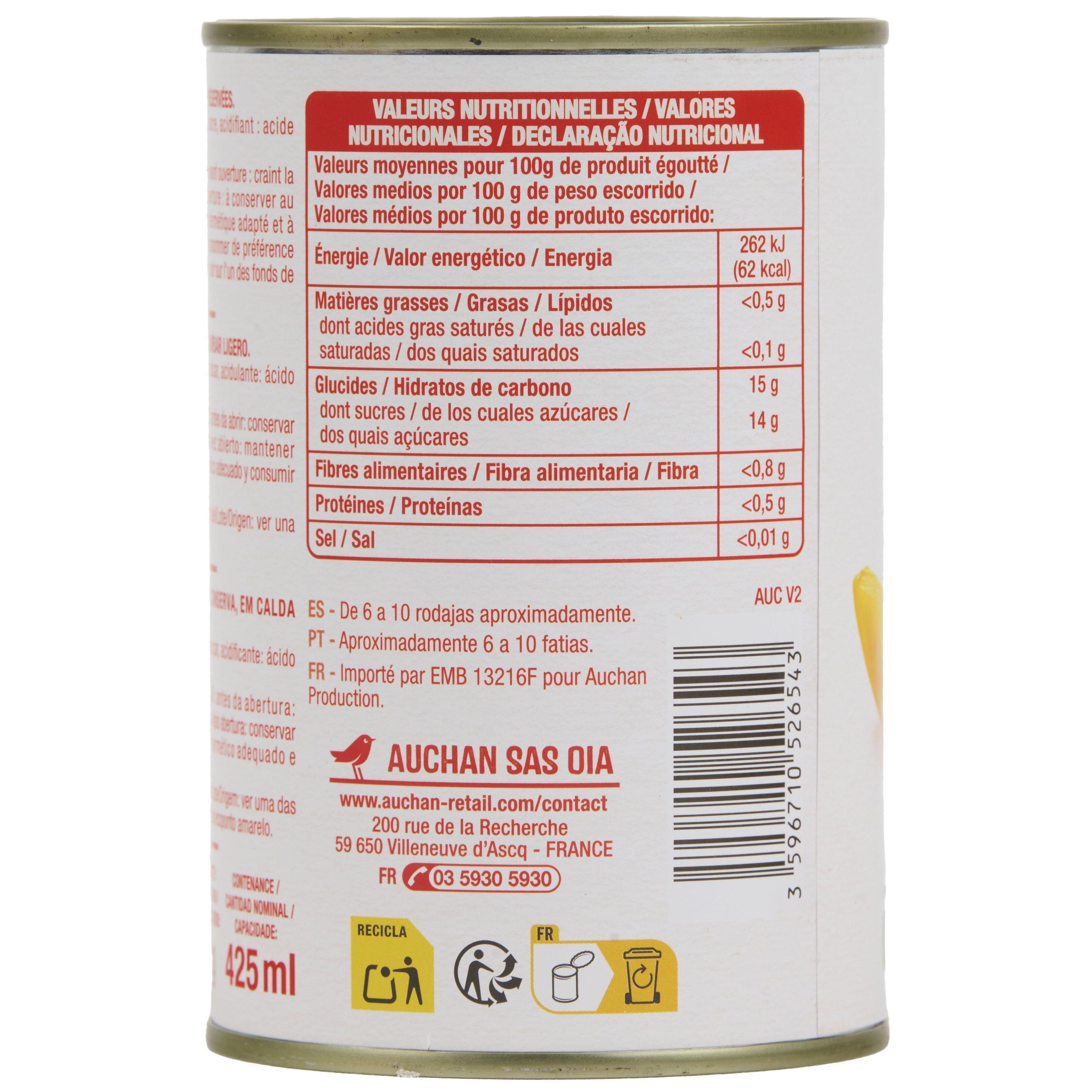 Voir la diapositive 5 : AUCHAN Mangue en tranches au sirop léger 235g