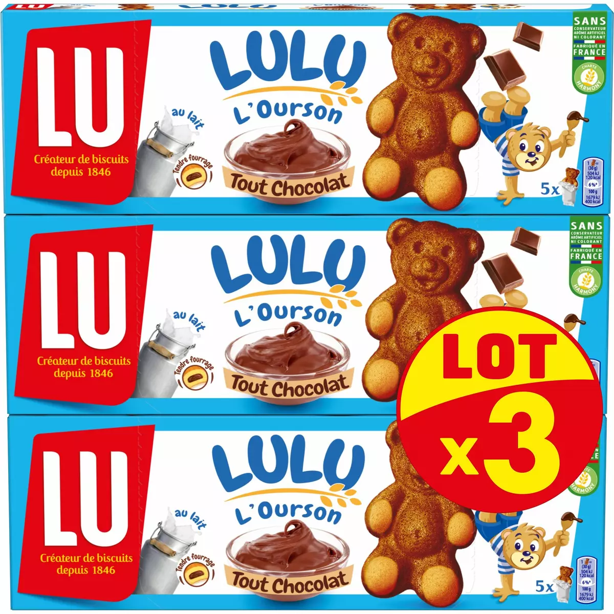 LU Biscuit tout chocolat 3x150g