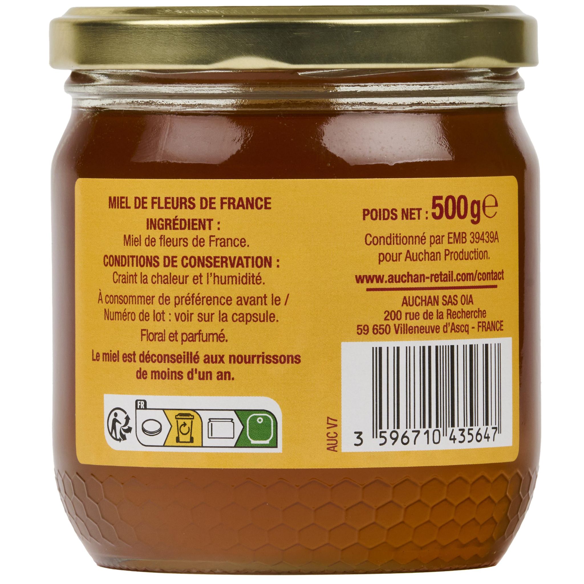 Voir la diapositive 4 : AUCHAN CULTIVONS LE BON Miel liquide 500g