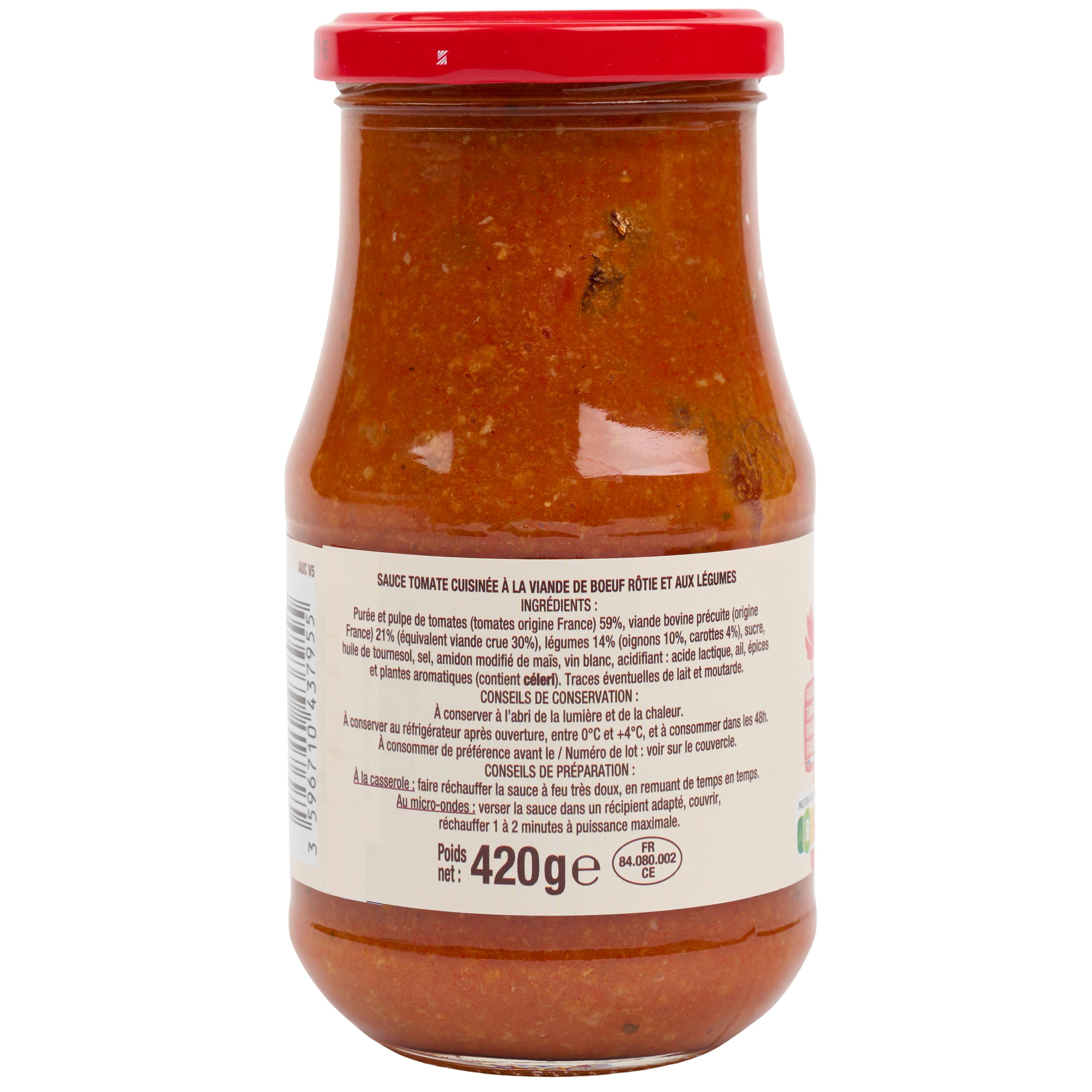 Voir la diapositive 3 : AUCHAN Sauce bolognaise riche en boeuf origine France 420g
