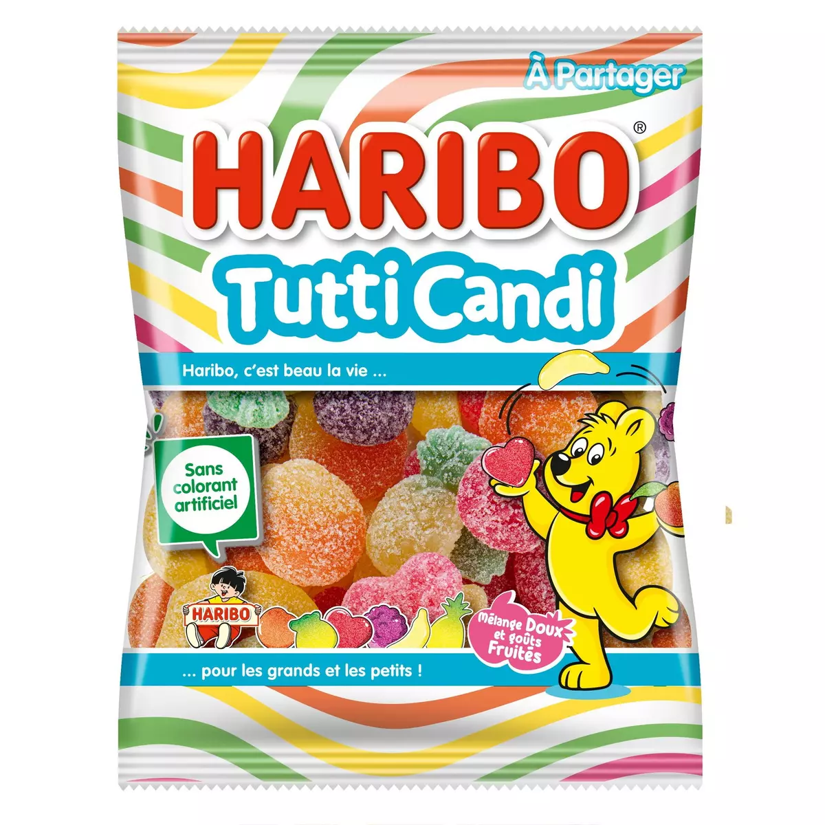 HARIBO Tutti Candi Assortiment de bonbons gélifiés à partager 250g