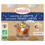 BABYBIO Petit pot compotée de carotte tomate et pâtes avec lait dès 8 mois 2x200g