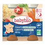 Voir la diapositive 3 : BABYBIO Petit pot compotée de carotte tomate et pâtes avec lait dès 8 mois 2x200g