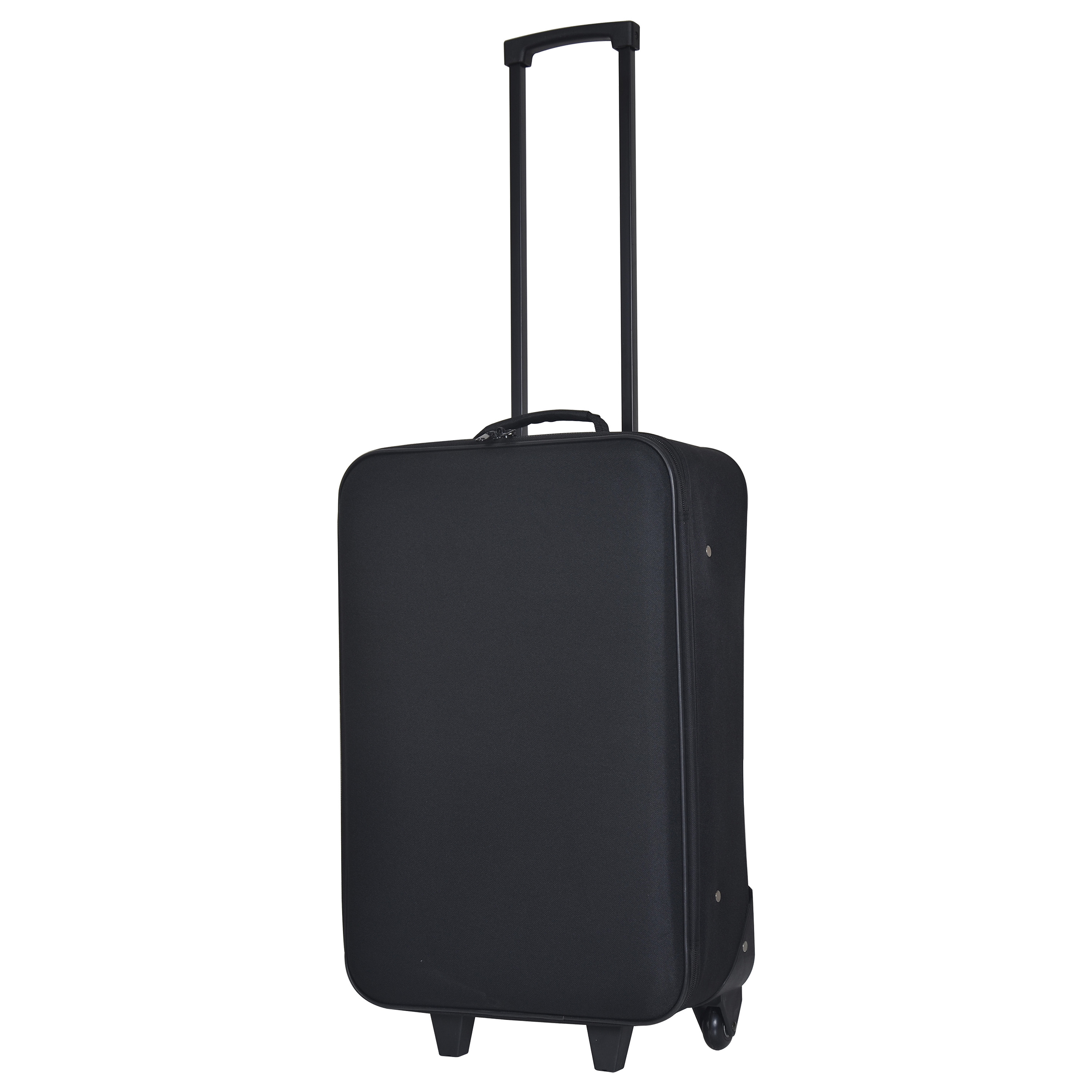 Voir la diapositive 2 : AUCHAN ESSENTIEL Valise souple noire 59x36x19cm