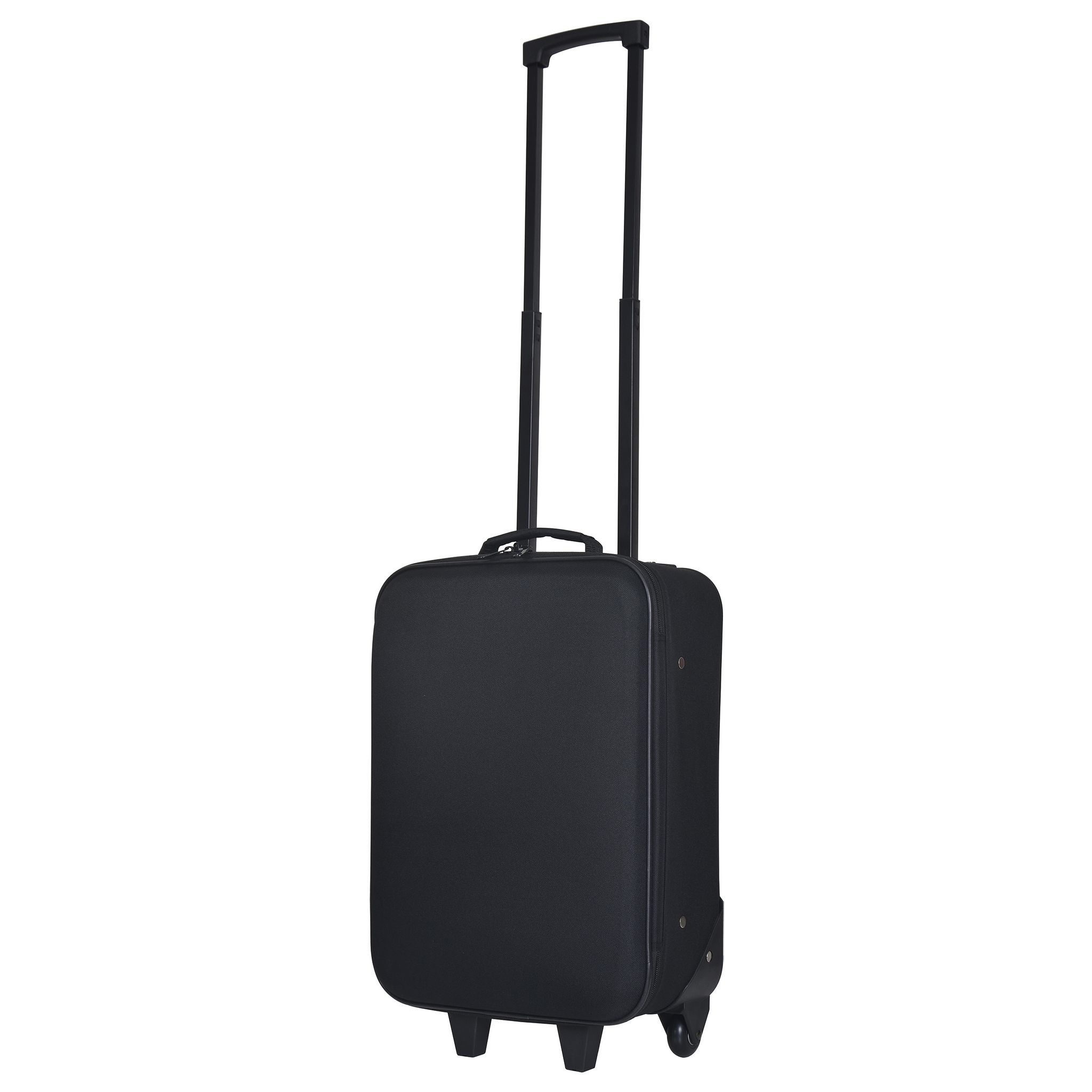 Voir la diapositive 2 : AUCHAN ESSENTIEL Valise cabine souple noire 49x32x17cm