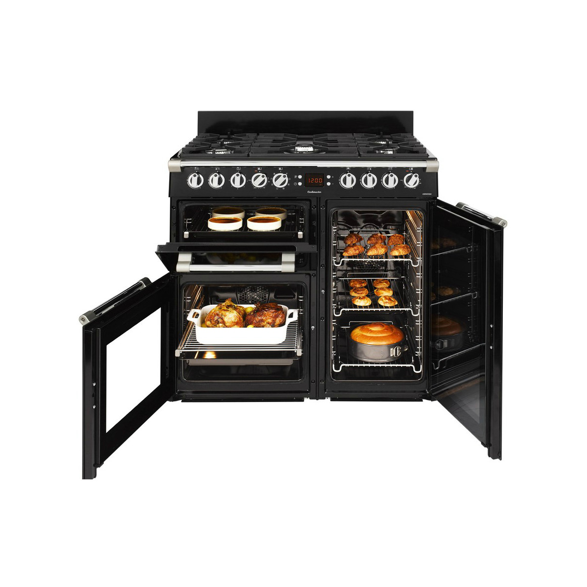 Voir la diapositive 4 : LEISURE Piano de cuisson à gaz CK90F324K, 90 cm, 5 Foyers gaz dont 1 wok, 1 four multifonction 3D + 1 four chaleur pulsée + 1 grill