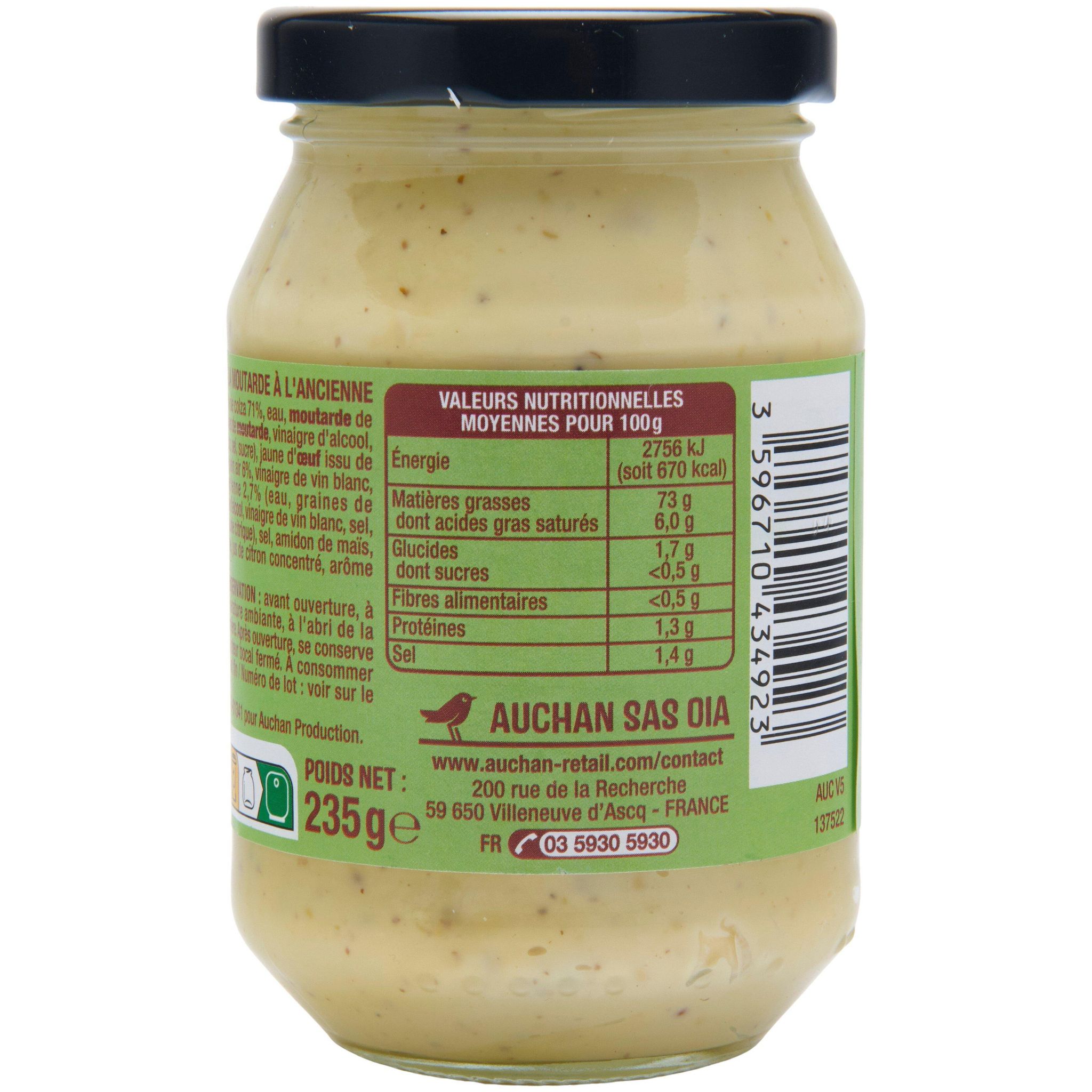Voir la diapositive 4 : AUCHAN Mayonnaise à la moutarde à l'ancienne 235g