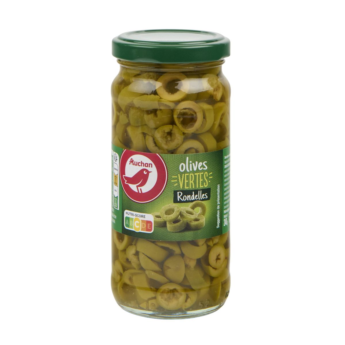 AUCHAN Olives vertes en rondelles spécial pizza et salades 110g