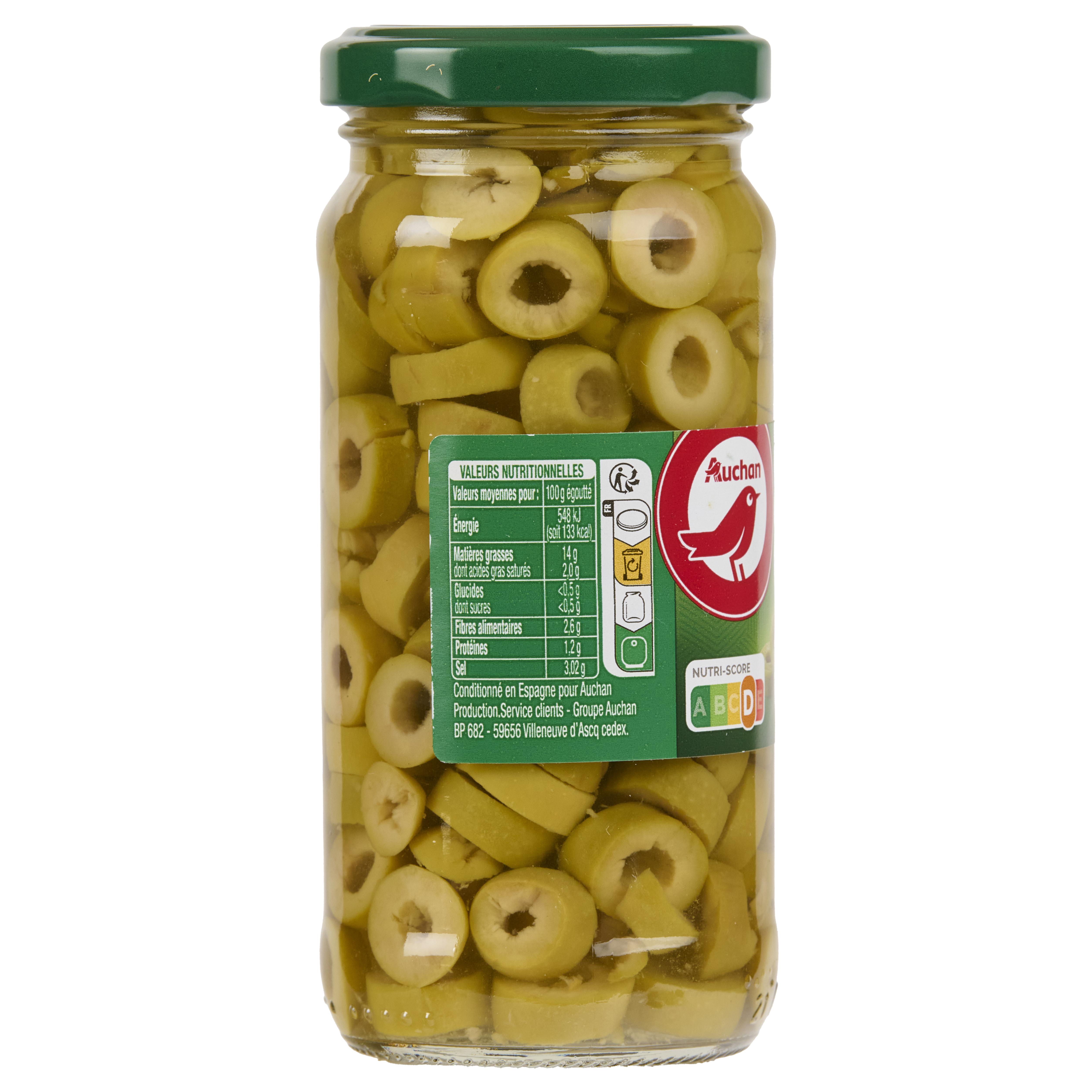 Voir la diapositive 5 : AUCHAN Olives vertes en rondelles spécial pizza et salades 110g