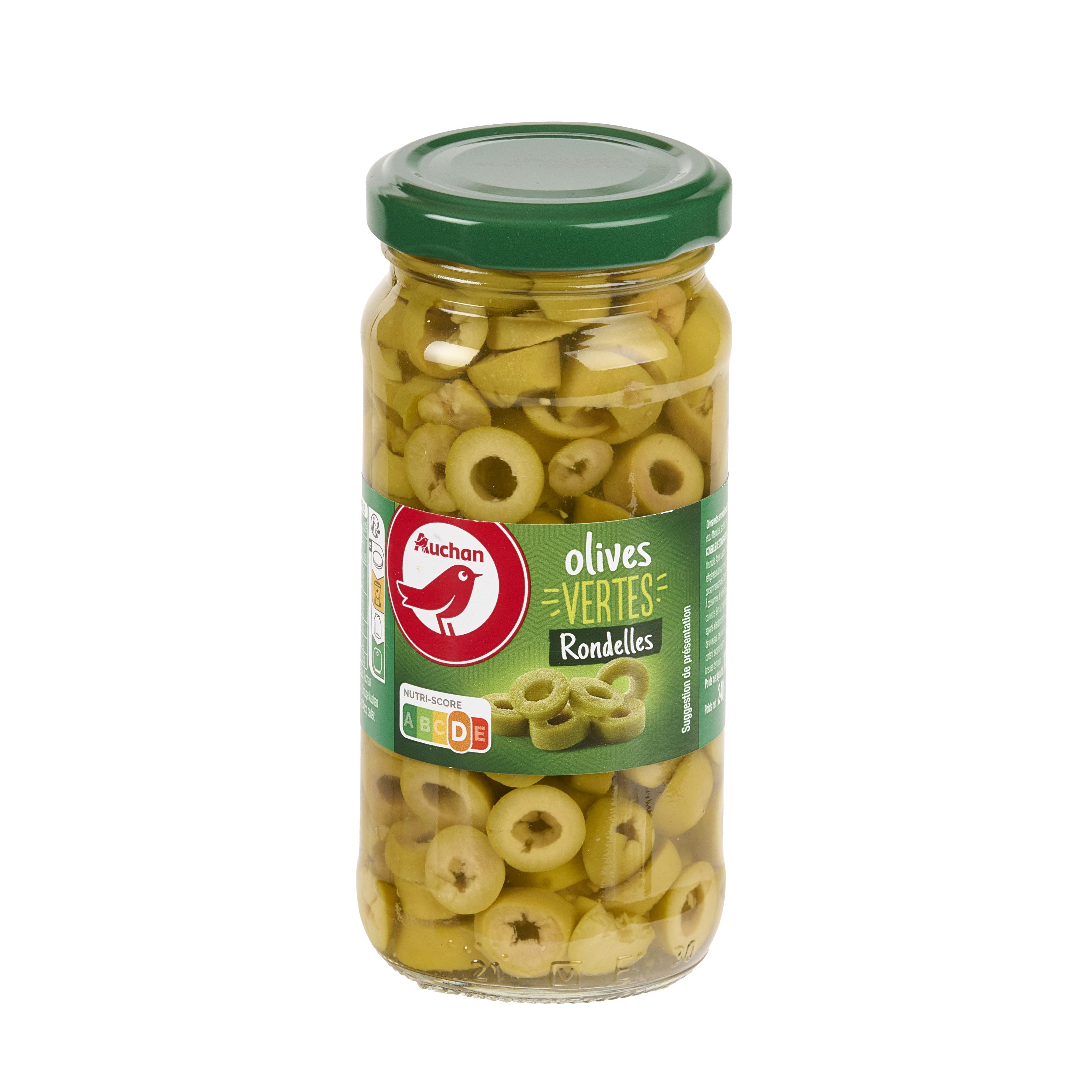 Voir la diapositive 3 : AUCHAN Olives vertes en rondelles spécial pizza et salades 110g