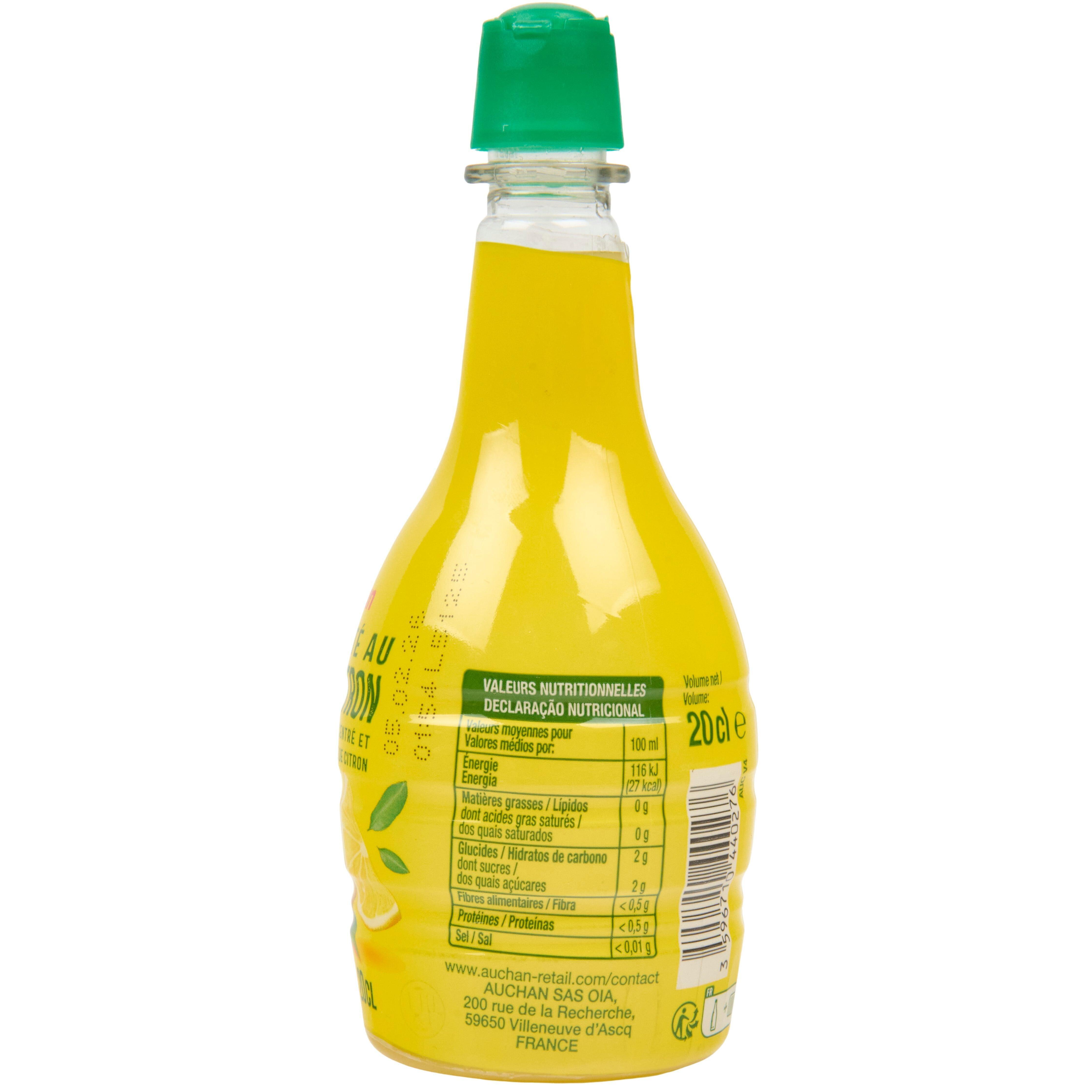 Voir la diapositive 2 : AUCHAN Spécialité au jus de citron à base de jus concentré et huile essentielle 20cl
