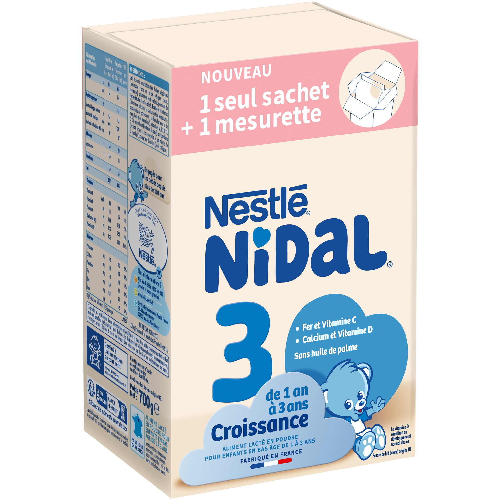 NESTLE Nidal 3 sachet lait de croissance en poudre dès 12 mois 700g pas ...