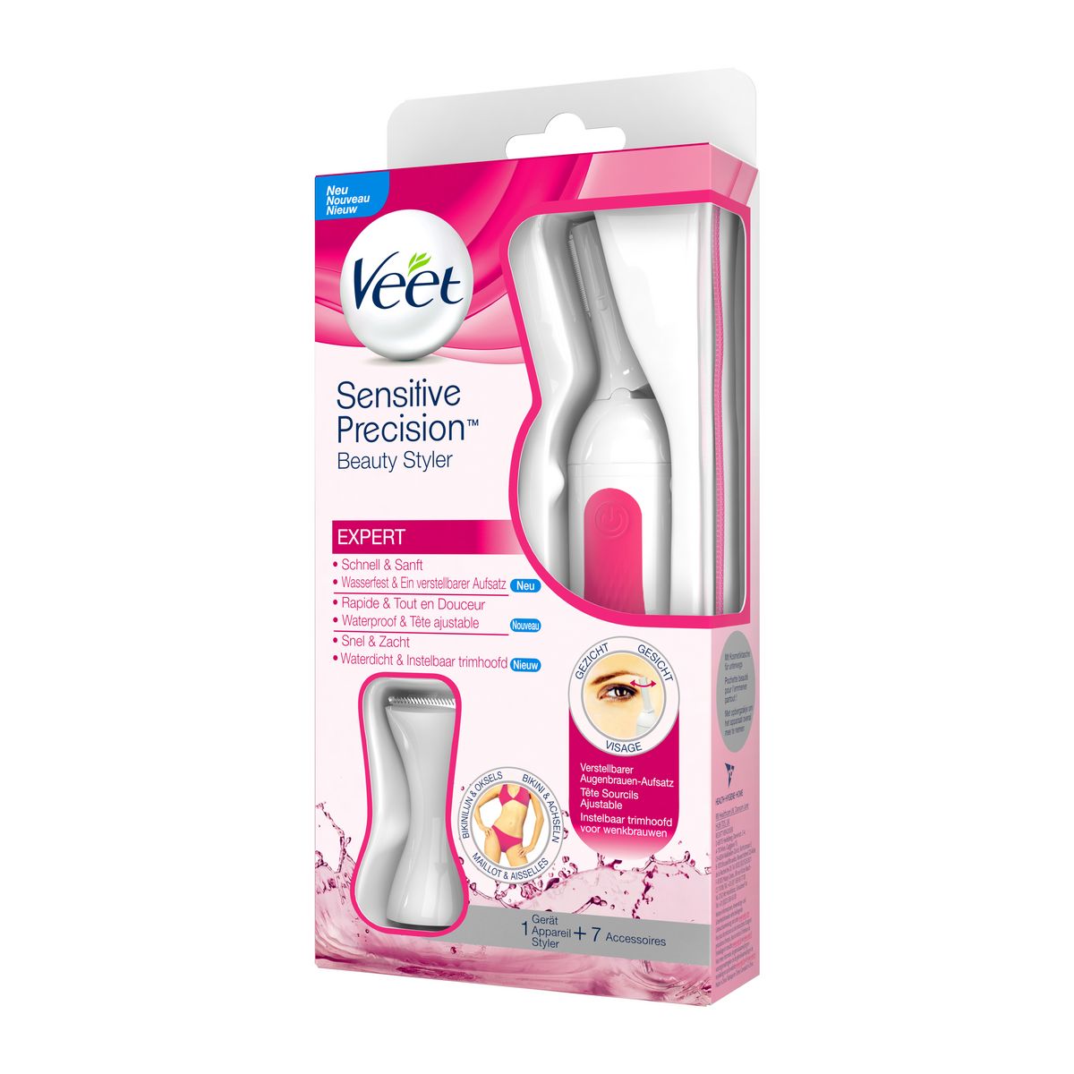 VEET Beauty styler appareil de rasage pour le visage et le corps 7 accessoires 1 appareil + 7 accessoires