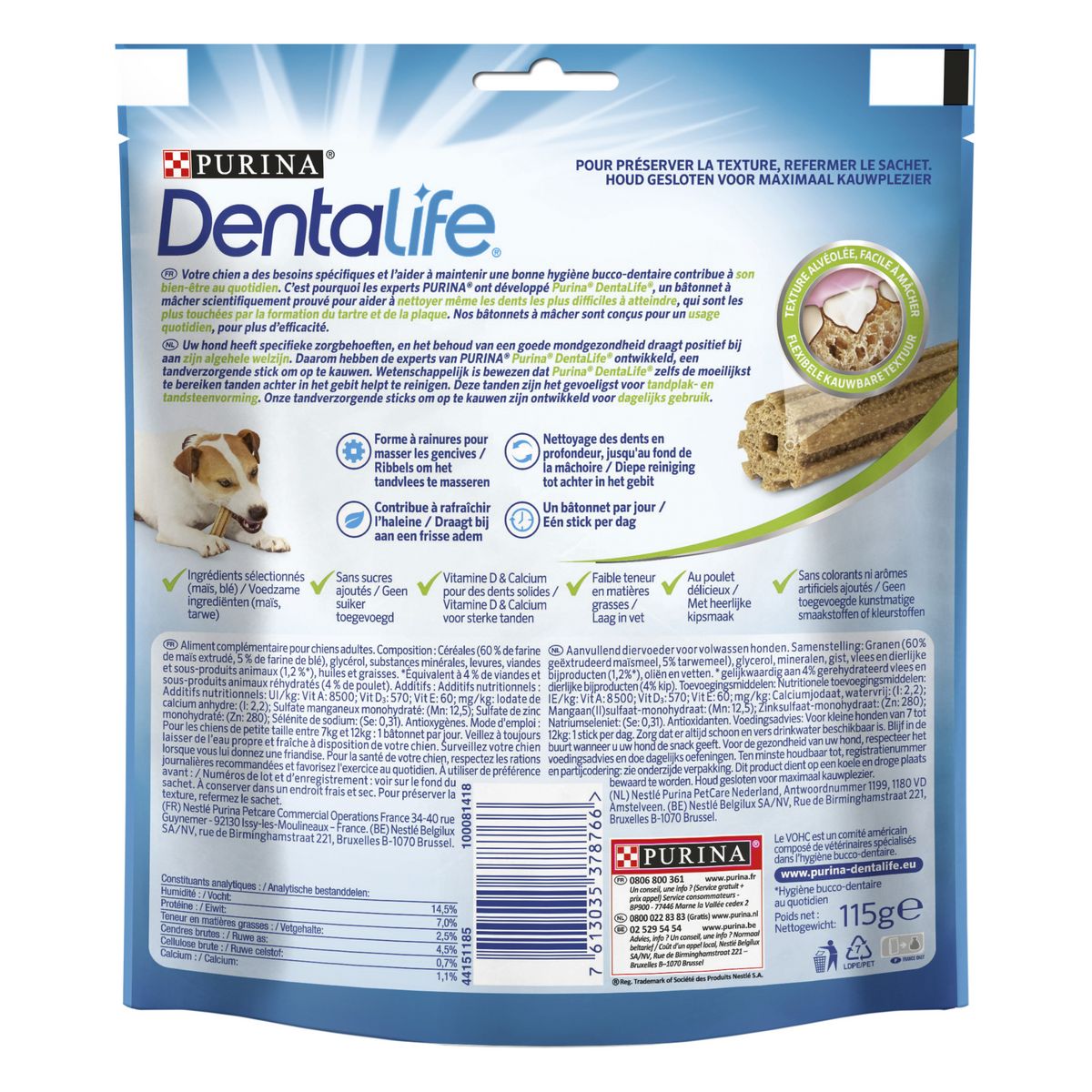 PURINA Dentalife friandises en sticks antitartre pour petit chien 7 sticks 115g