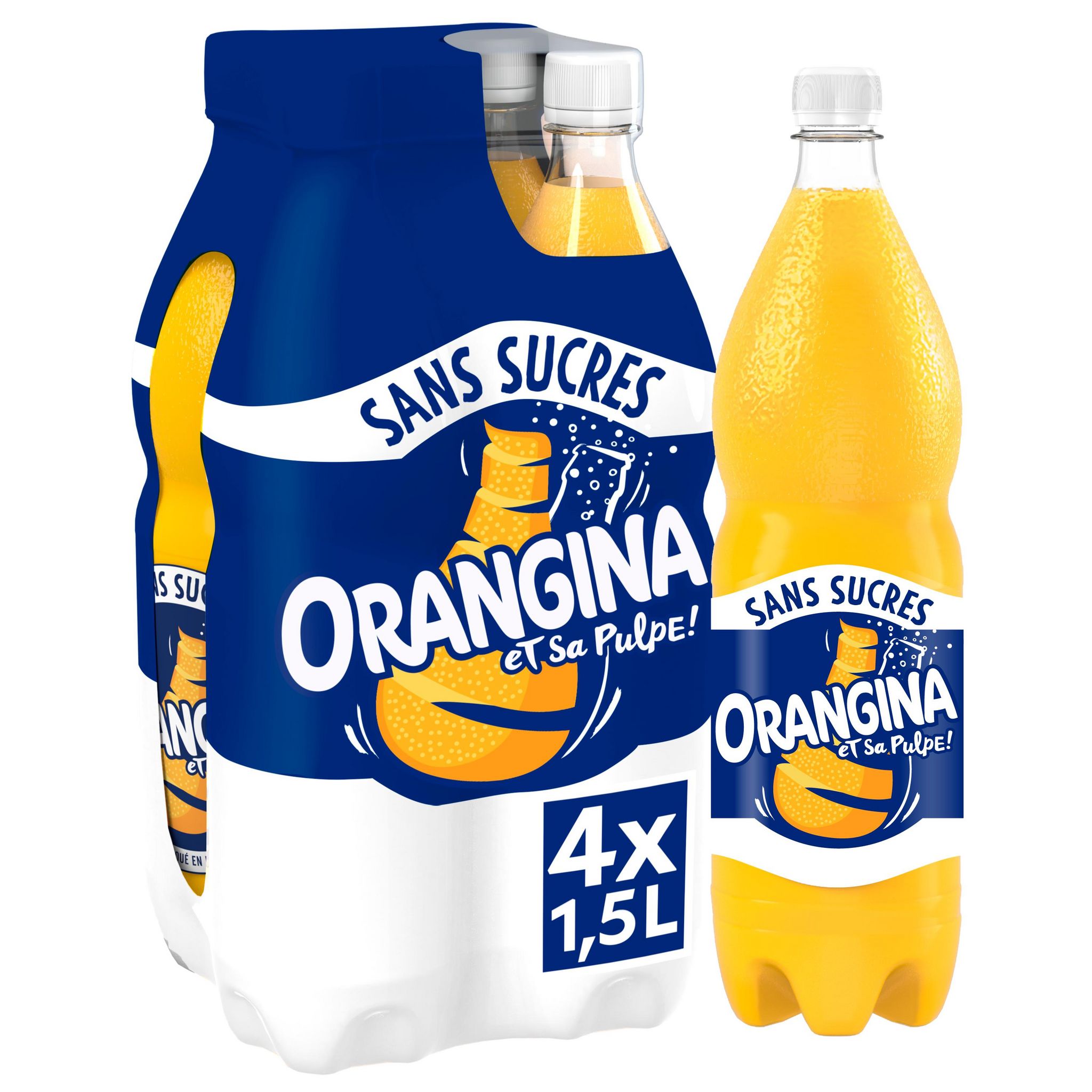 Voir la diapositive 2 : ORANGINA Boisson gazeuse à la pulpe de fruit jaune light 4x1,5l