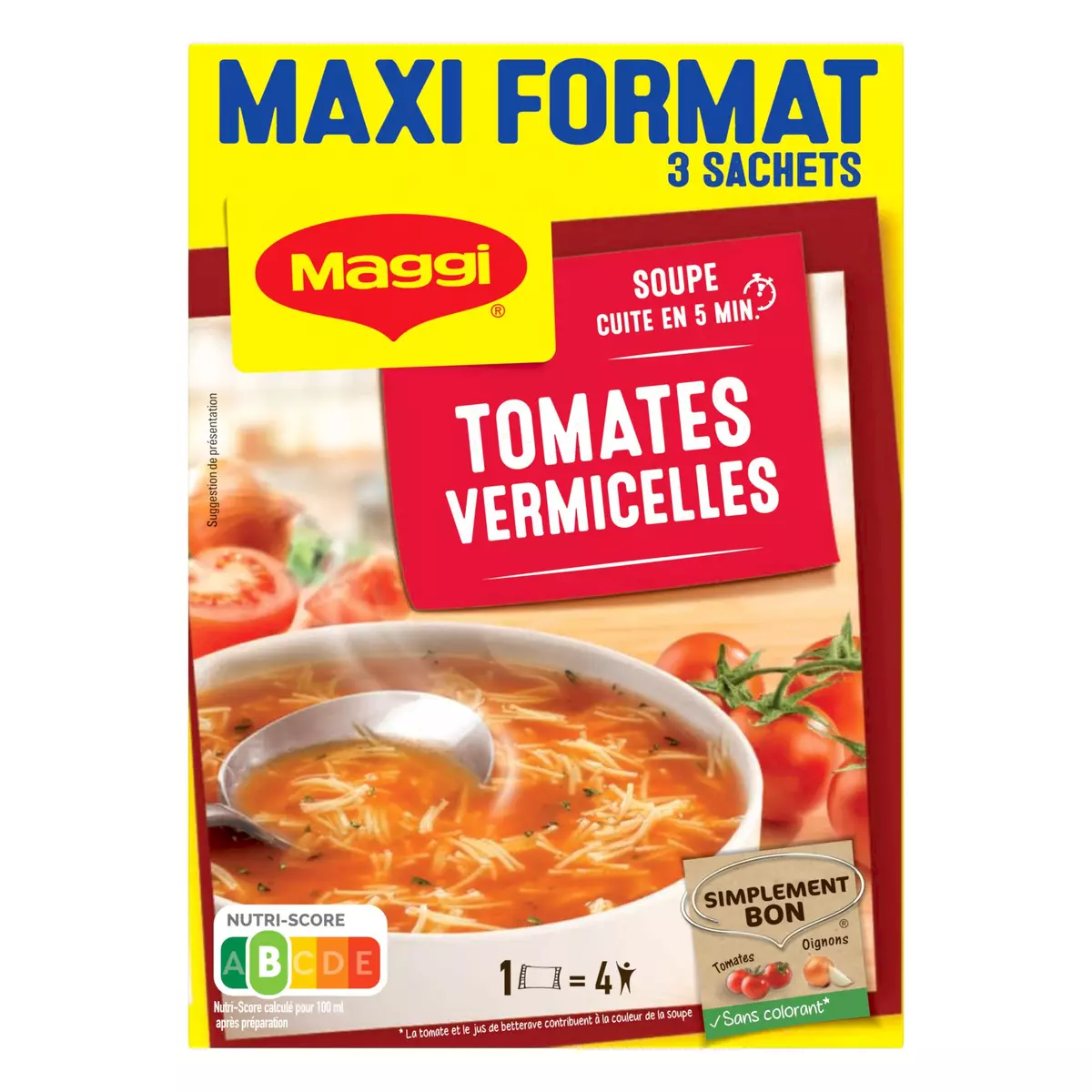 MAGGI Soupe déshydratée tomates et vermicelles maxi format 3x4 personnes 3x70g