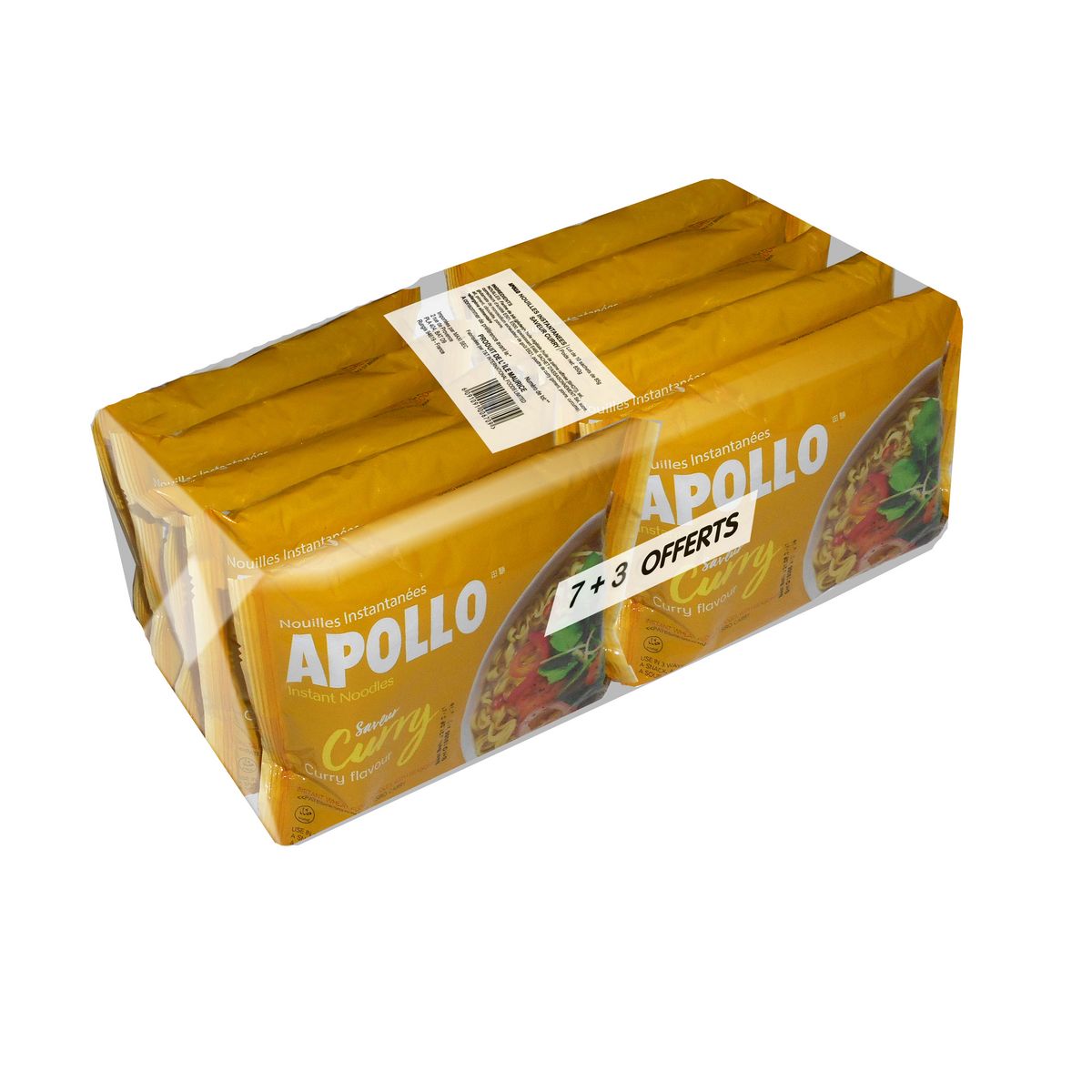APOLLO Nouilles asiatiques instantanées saveur curry 7+3 offerts 10x85g