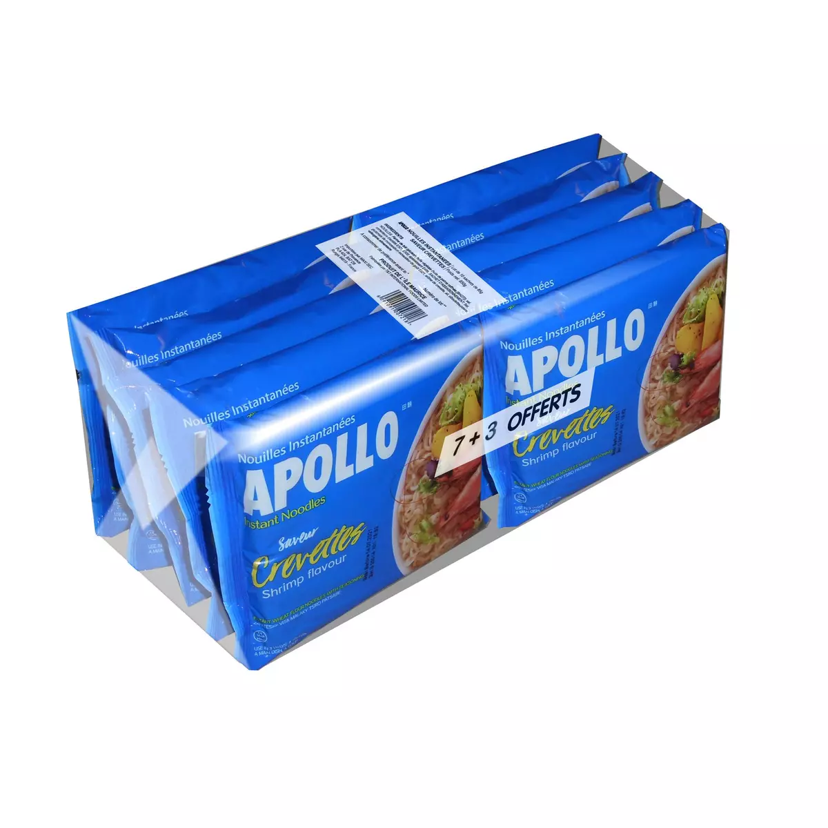 APOLLO Nouilles instantanées saveur crevettes 7+3 offerts 10x85g