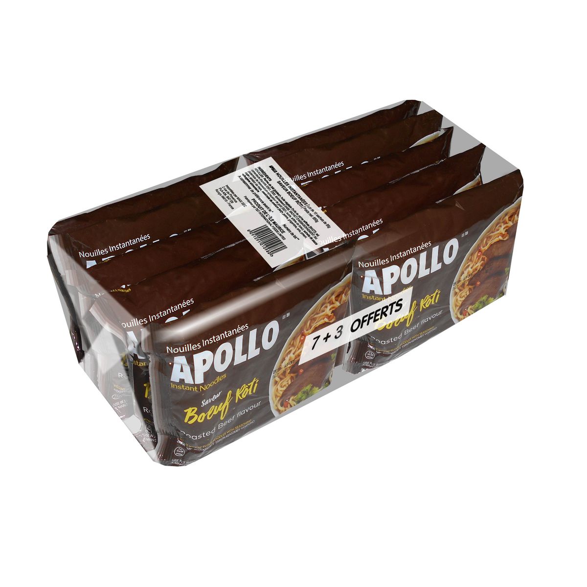 APOLLO Nouilles asiatiques instantanées saveur boeuf 7+3 offerts 10x85g