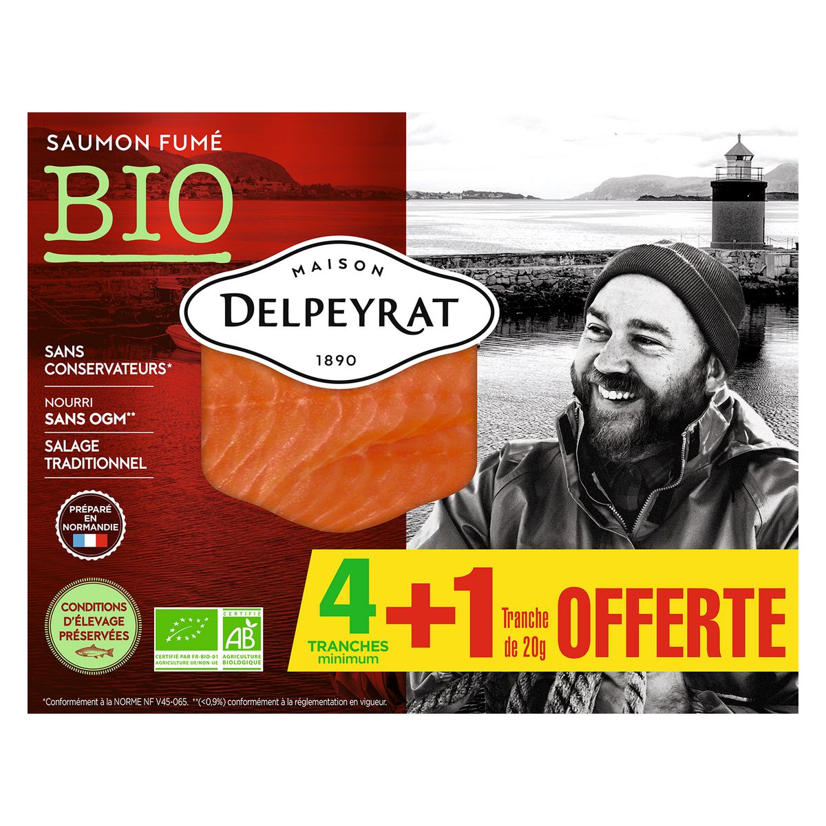DELPEYRAT Delpeyrat Saumon fumé bio 4 tranches + 1 offerte 140g