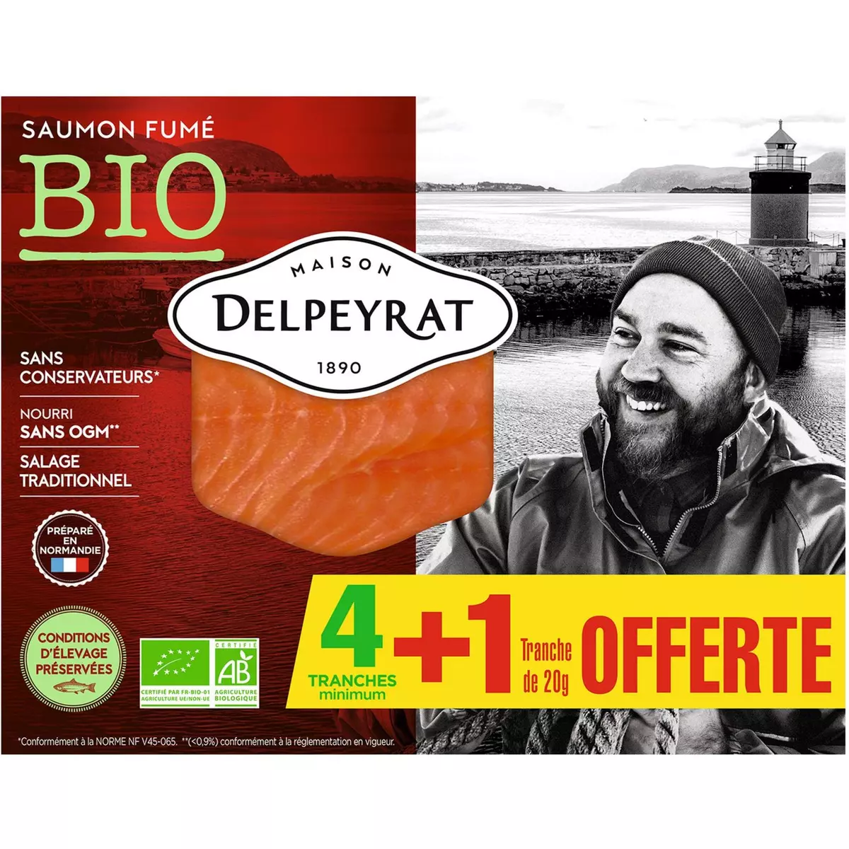 DELPEYRAT Delpeyrat Saumon fumé bio 4 tranches + 1 offerte 140g