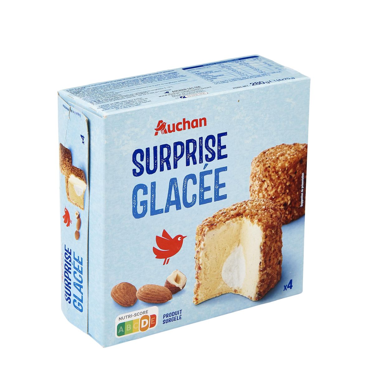 AUCHAN Surprise glacée cœur de meringue 4 pièces 280g