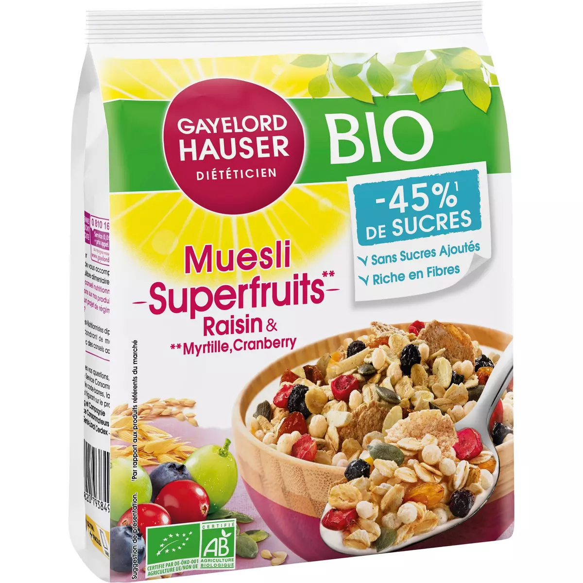 GAYELORD HAUSER Muesli superfruits bio sans sucres ajoutés 350g pas cher 