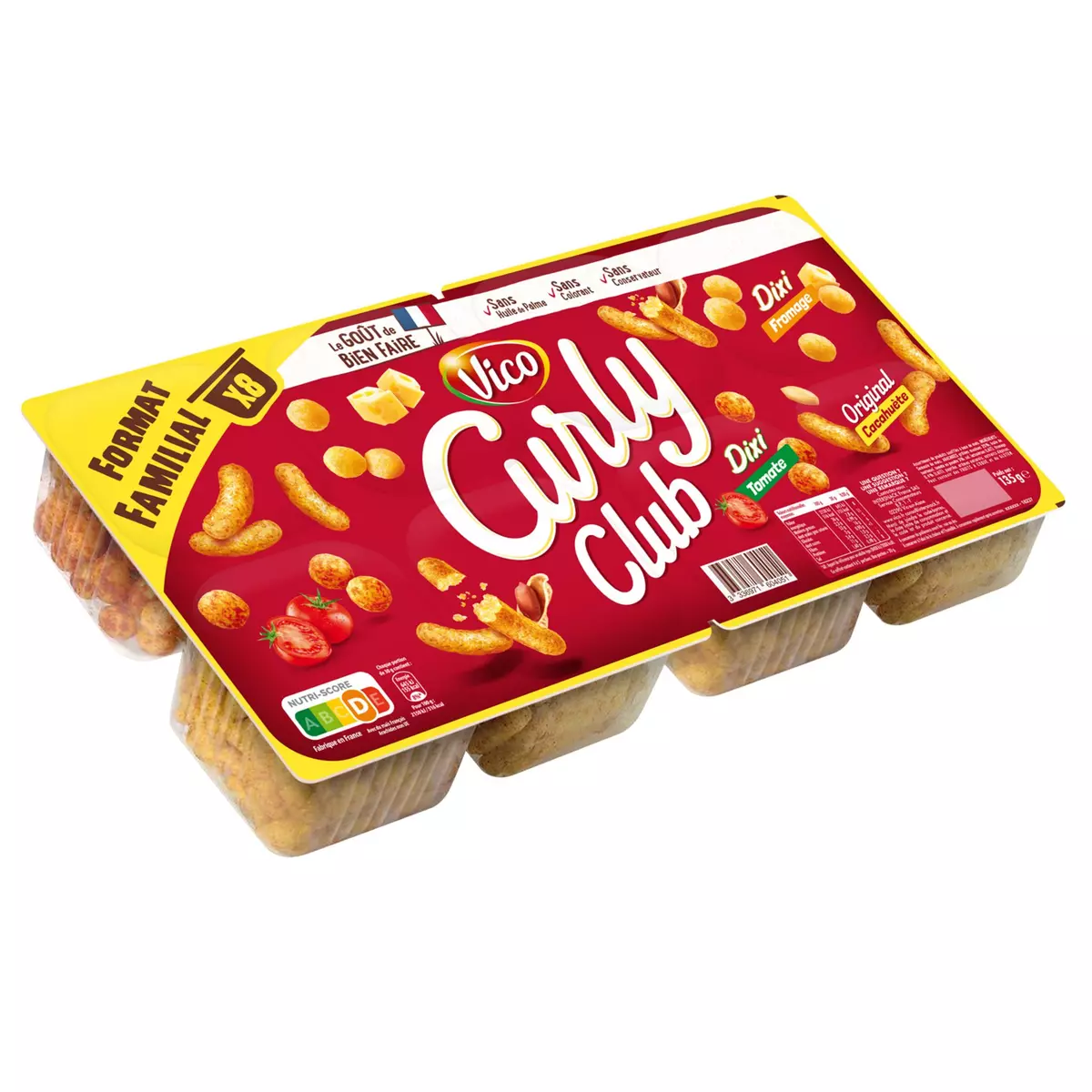 CURLY Club assortiment de biscuits soufflés Original tomate et fromage 135g