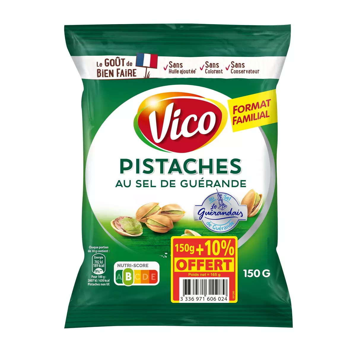 VICO Pistaches au sel de Guérande format familial 150g +10% offert