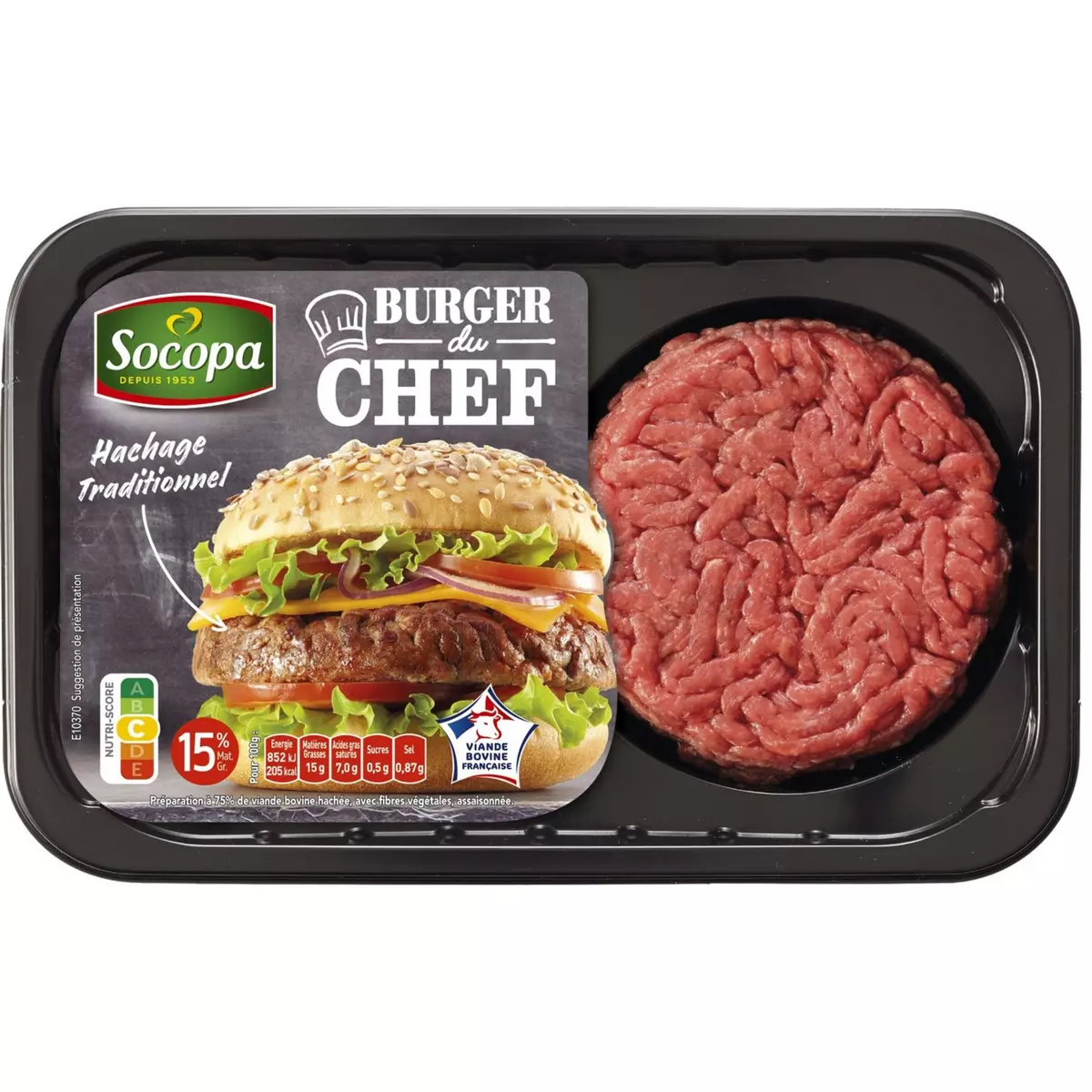 SOCOPA Burger du Chef nature 15%mg 2 pièces 250g