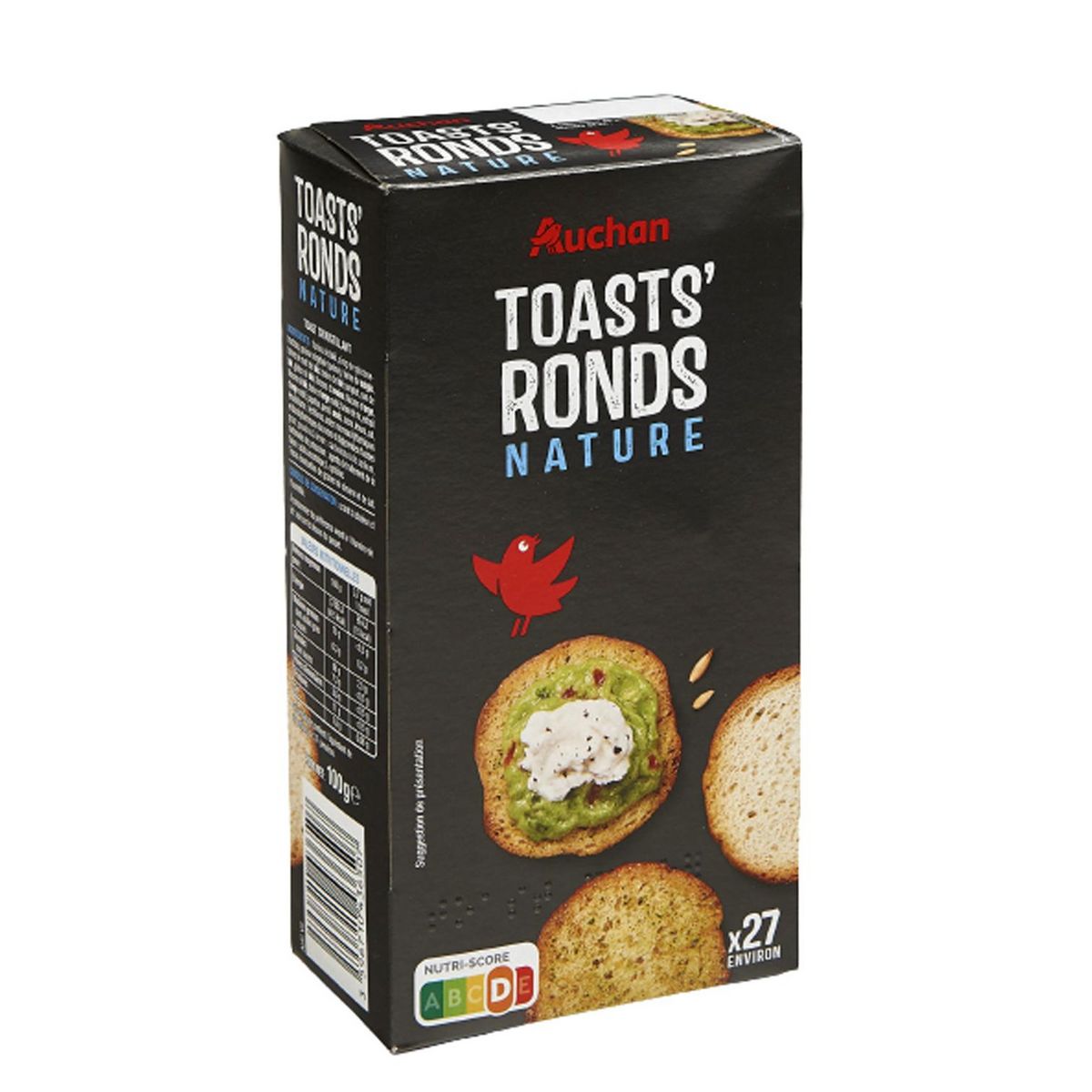 AUCHAN Toasts ronds nature 27 toasts 100g