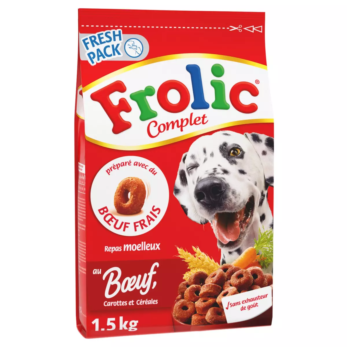 FROLIC Complet croquettes moelleuses boeuf carotte céréale pour chien 1,5kg