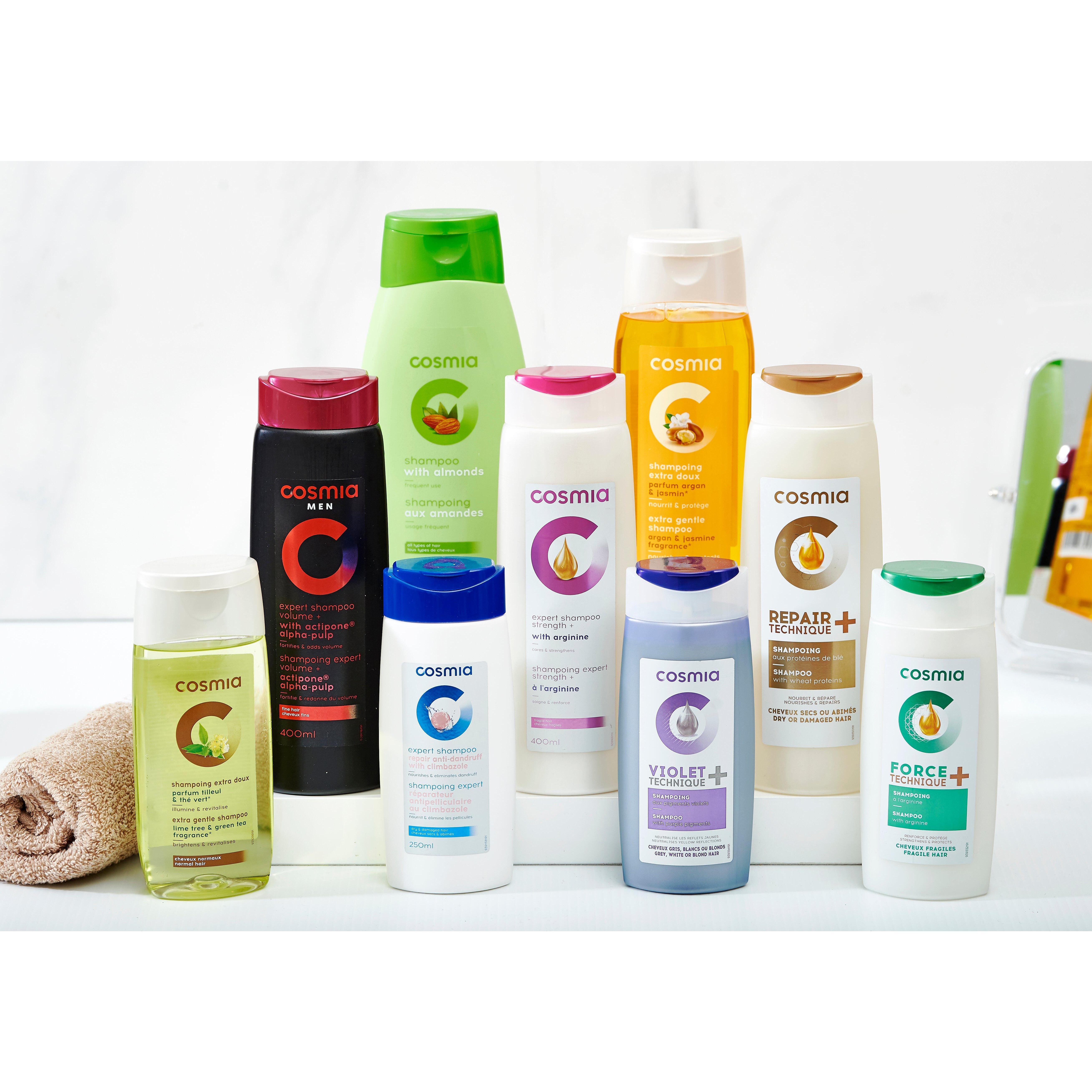 Voir la diapositive 2 : COSMIA Shampoing aux amandes tous types de cheveux 500ml