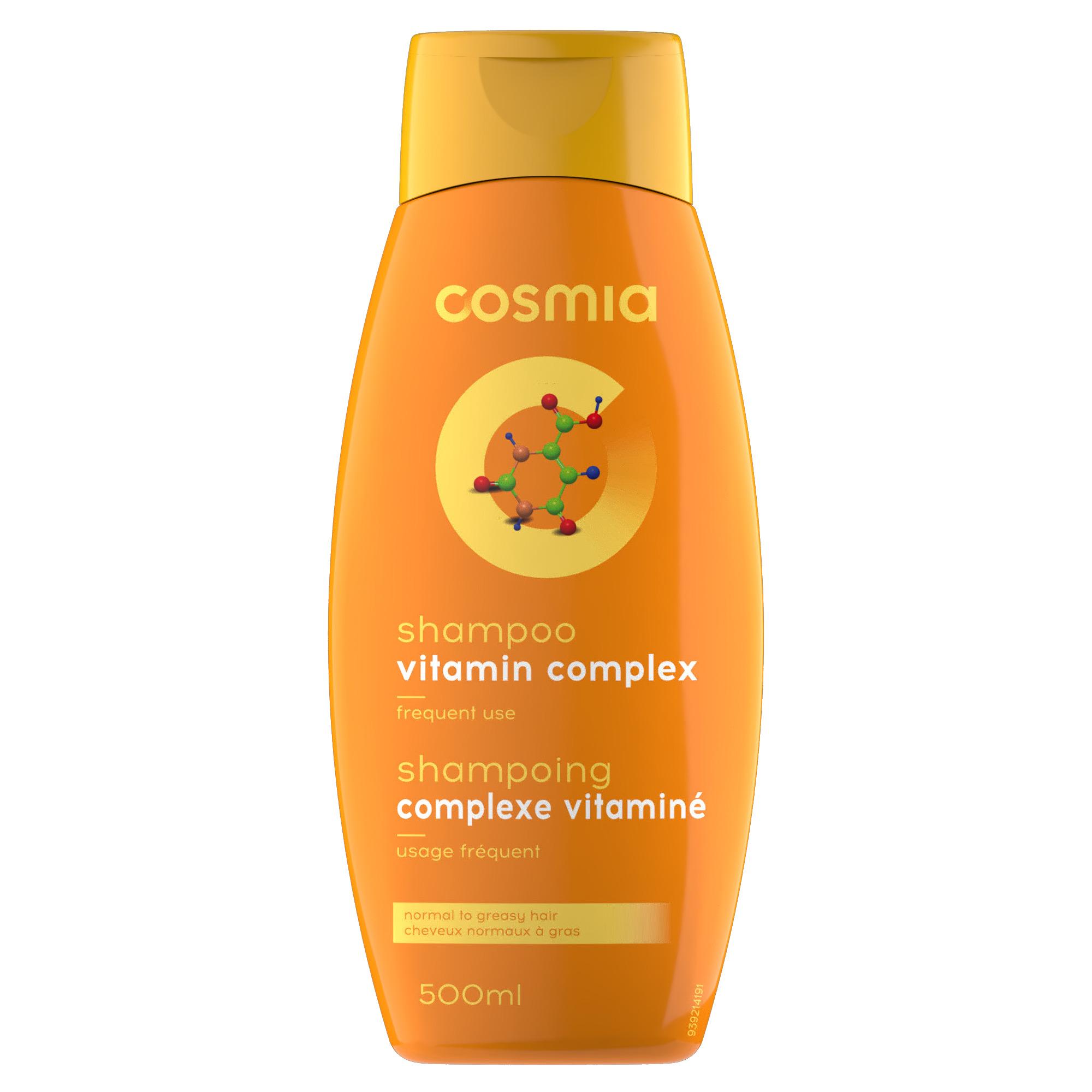 Voir la diapositive 2 : COSMIA Shampoing au complexe vitaminé cheveux normaux à gras 500ml