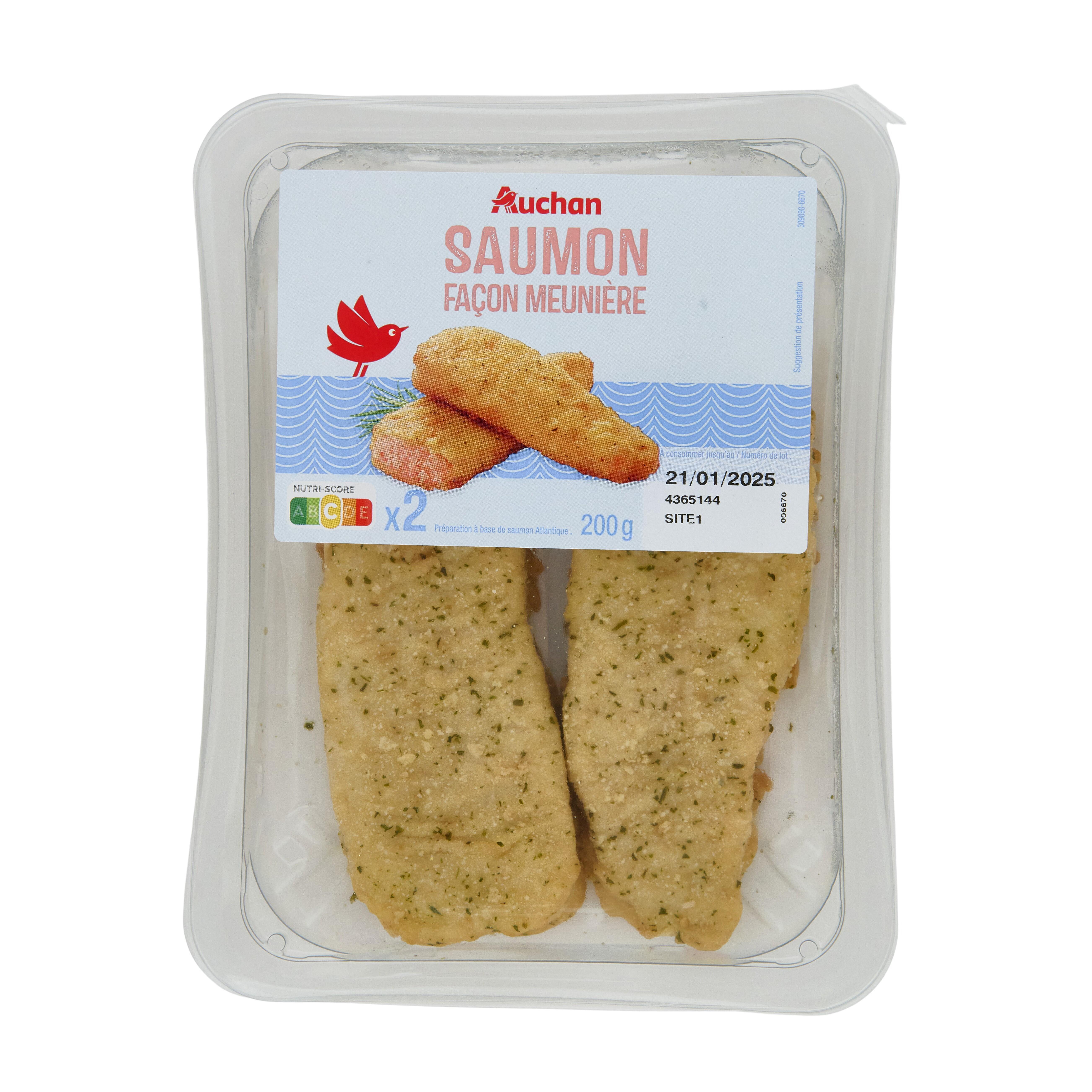 Voir la diapositive 2 : AUCHAN Saumon façon meunière 2 pièces 200g