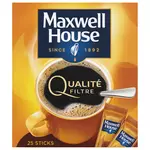 MAXWELL HOUSE Café soluble en stick qualité filtre 25 sticks 45g