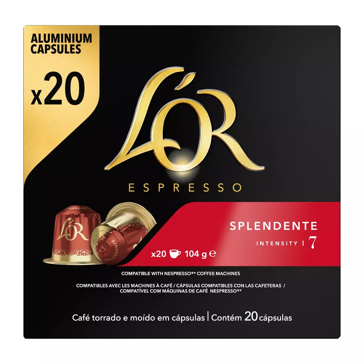 L'OR ESPRESSO Capsules de café splendente intensité 7 compatibles Nespresso 20 capsules 104g