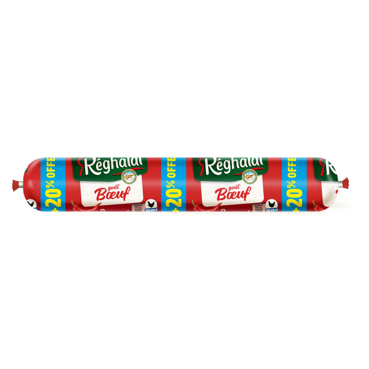 REGHALAL Saucisse de volaille halal goût boeuf piquant 600g