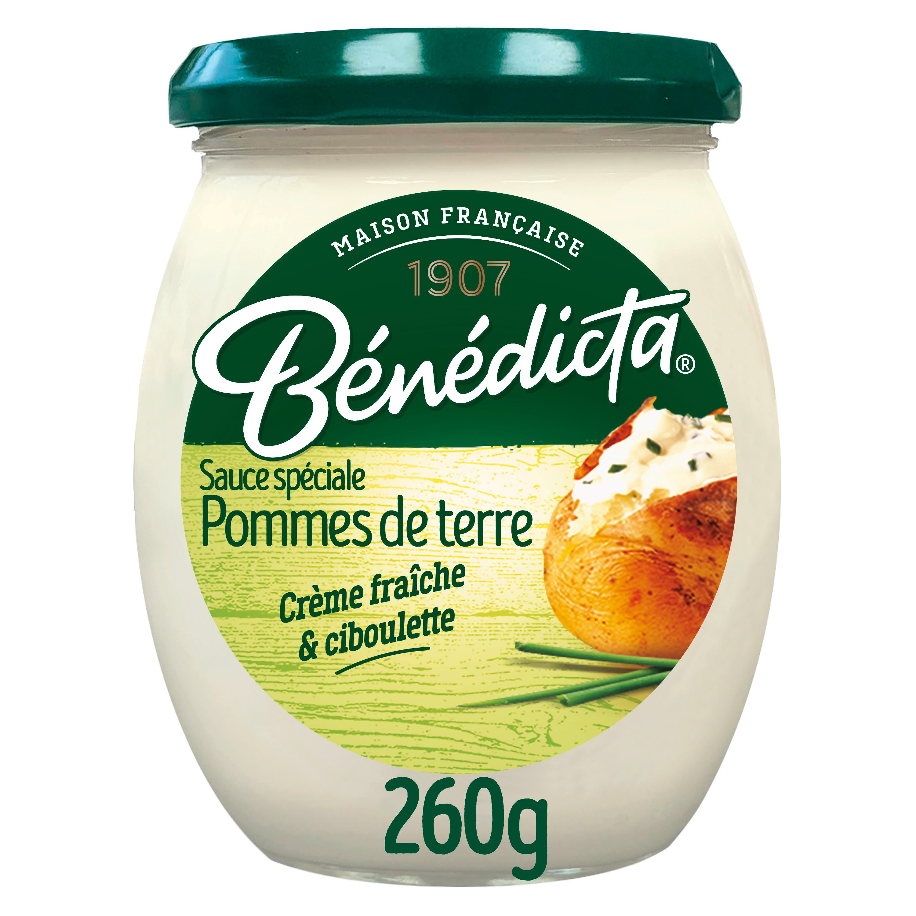Voir la diapositive 2 : BENEDICTA Sauce pommes de terre crème et ciboulette en bocal 260g