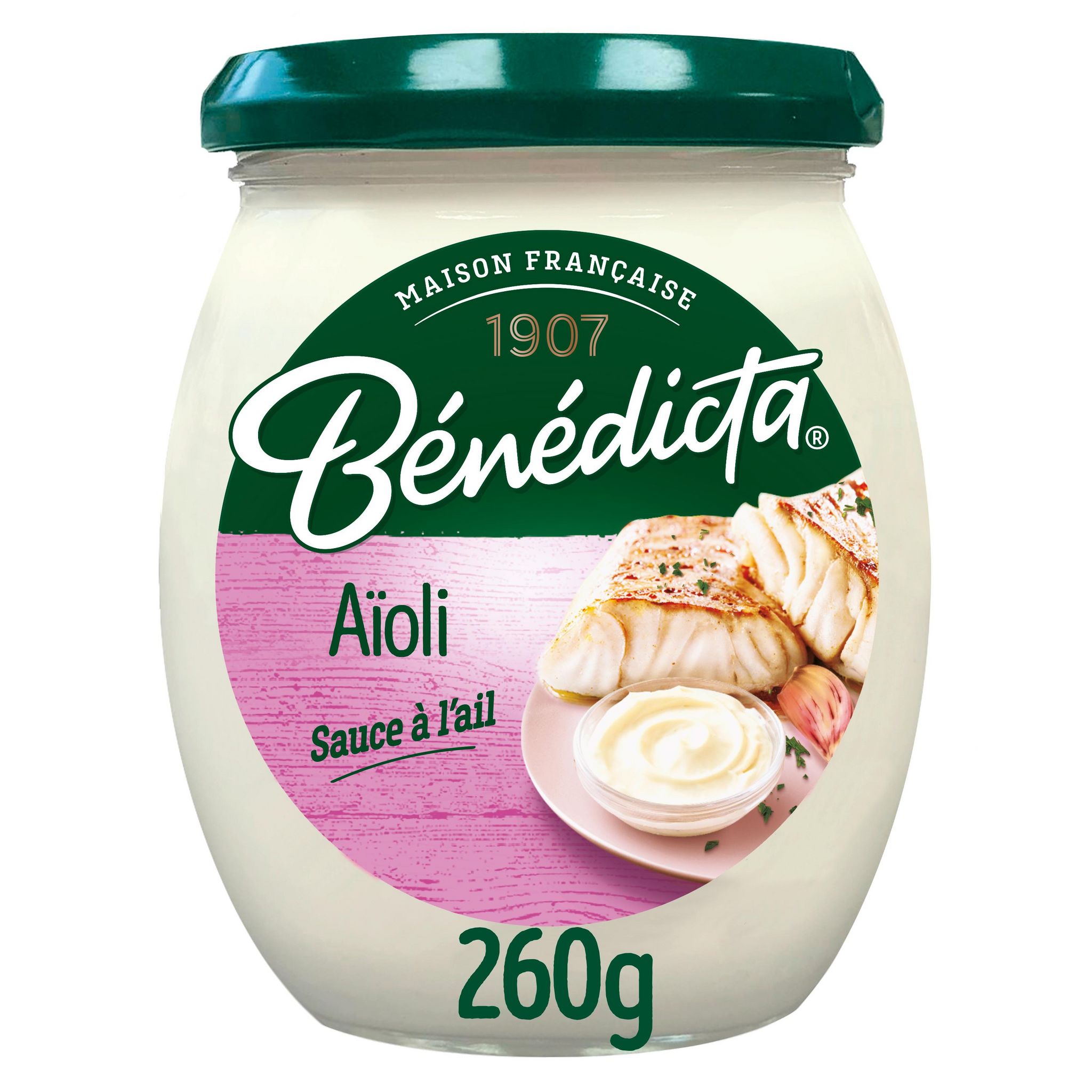 Voir la diapositive 2 : BENEDICTA Sauce aïoli à l'ail en bocal 260g