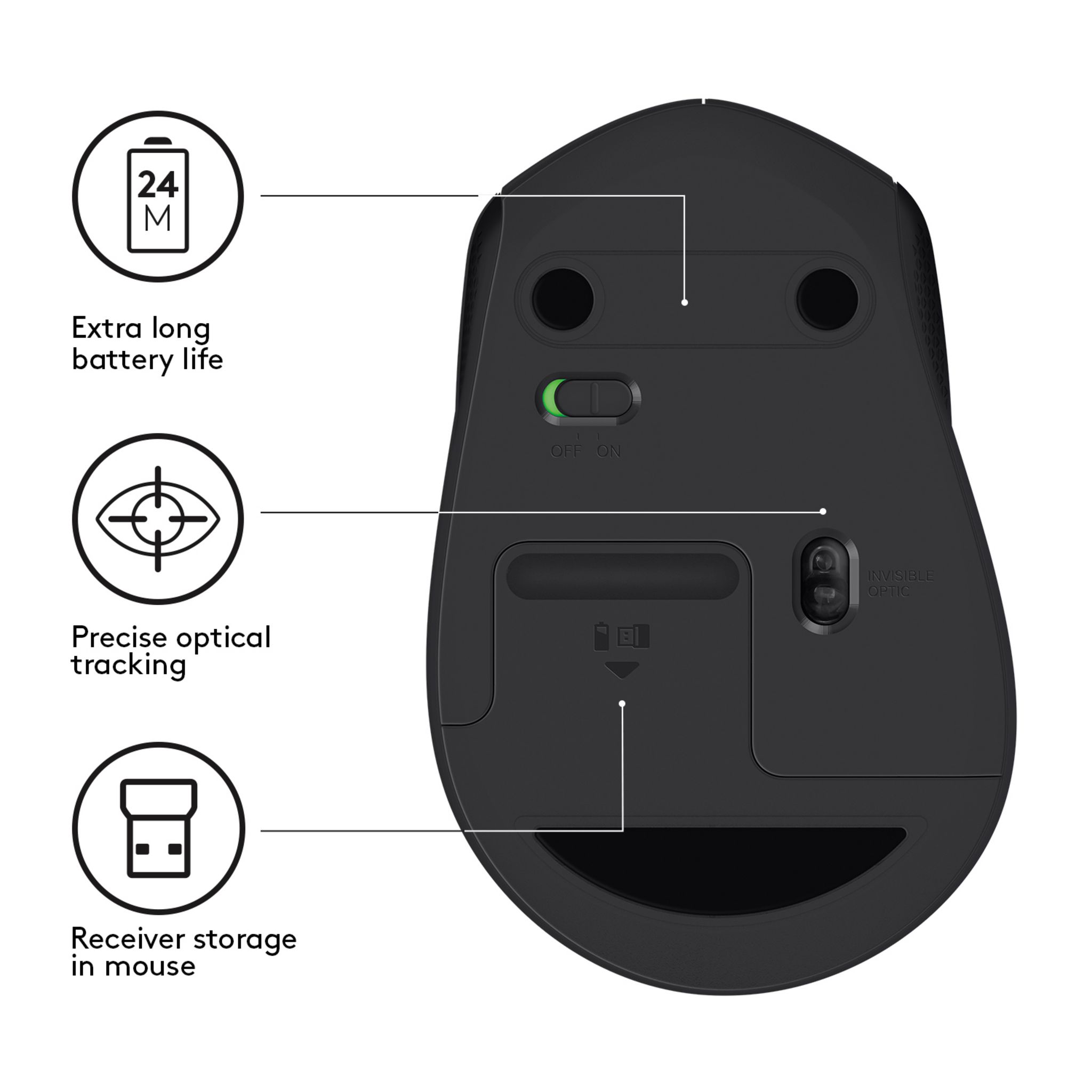 Voir la diapositive 14 : LOGITECH Souris Sans Fil M330 Silent PLUS pour PC/Mac