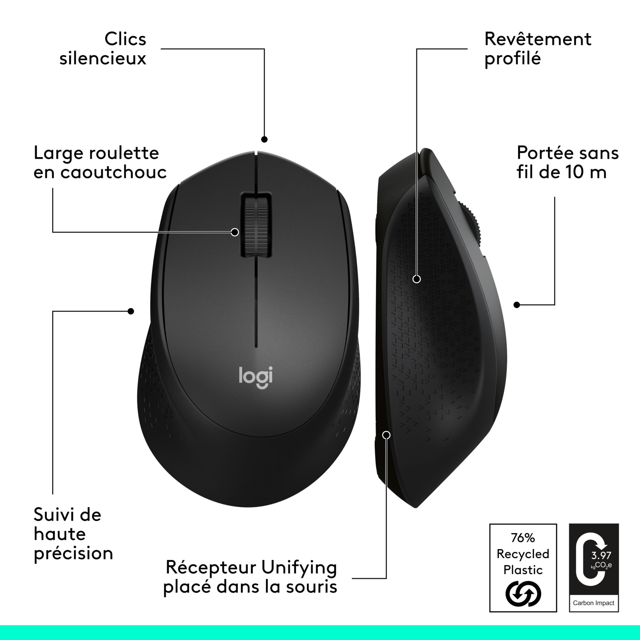 Voir la diapositive 7 : LOGITECH Souris Sans Fil M330 Silent PLUS pour PC/Mac