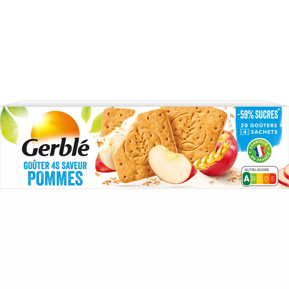 GERBLE Biscuits goûter 4S saveur pomme sachets fraîcheur 4x5 biscuits 360g