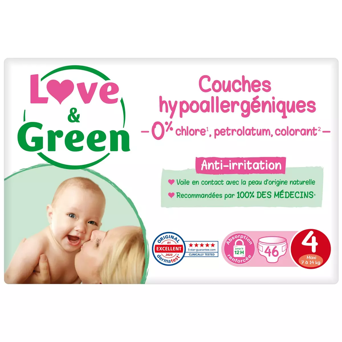Couches hypoallergéniques taille 4 Love & Green