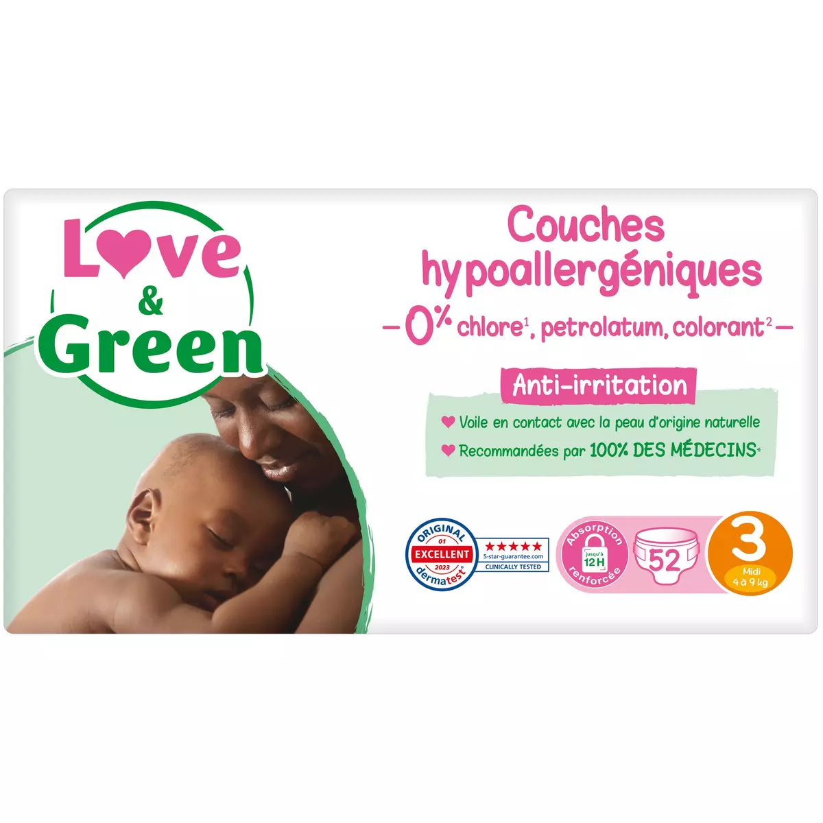 LOVE & GREEN Couches écologiques taille 3 (4-9kg) 52 couches