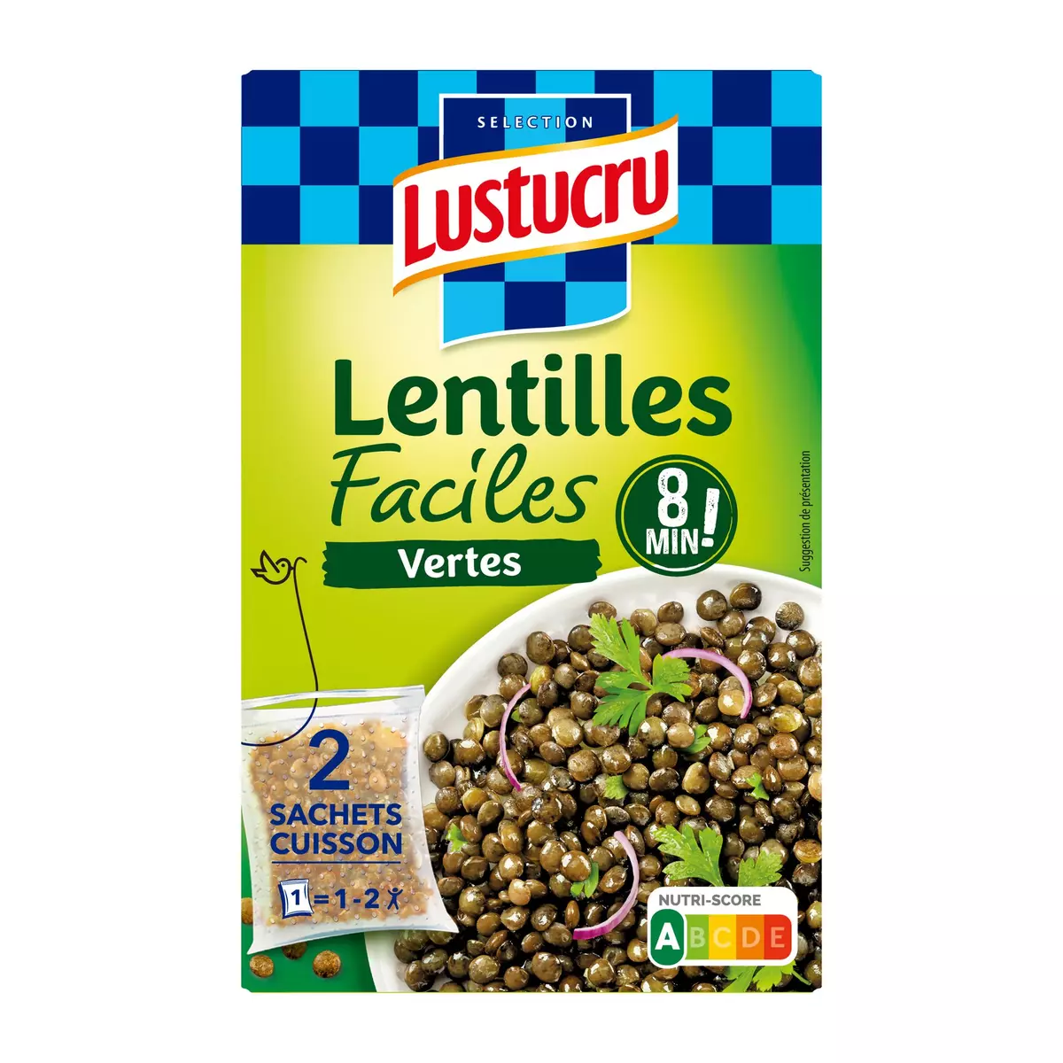 LUSTUCRU Lentilles vertes faciles 2 sachets 300g