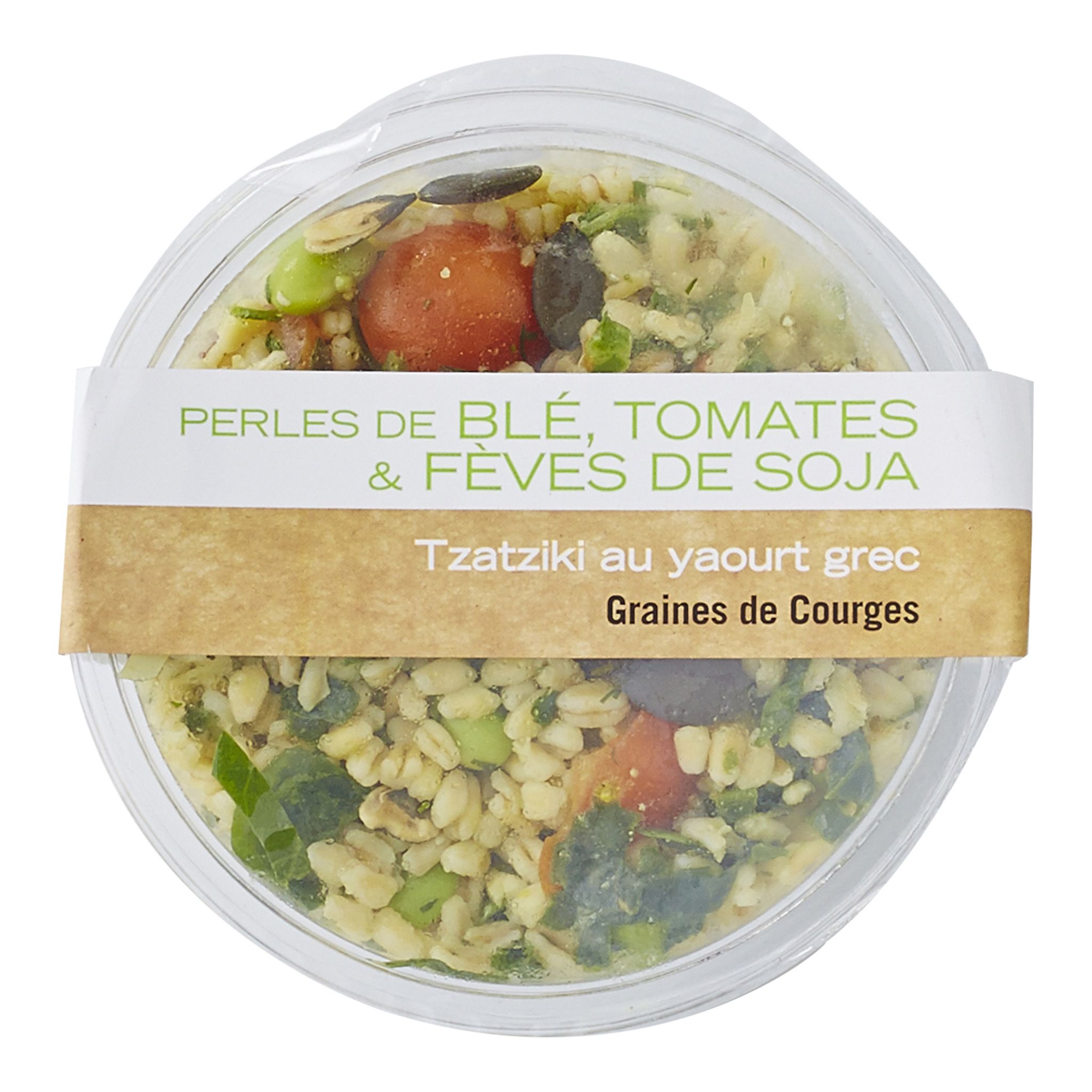 Voir la diapositive 2 : MIX Perle de blé tomates fèves de soja tzatziki 280g