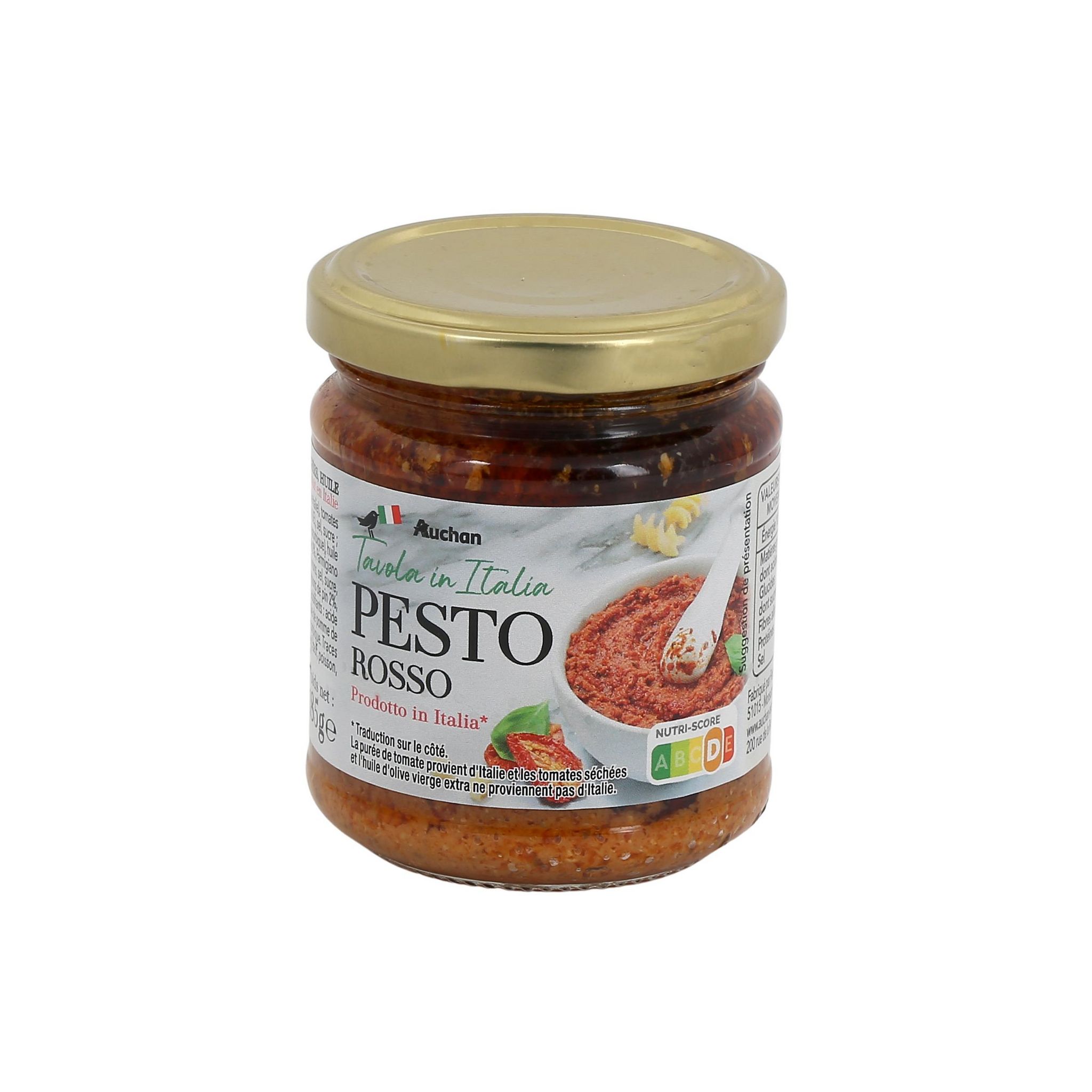 Voir la diapositive 2 : AUCHAN TAVOLA IN ITALIA Sauce pesto rosso en bocal 185g