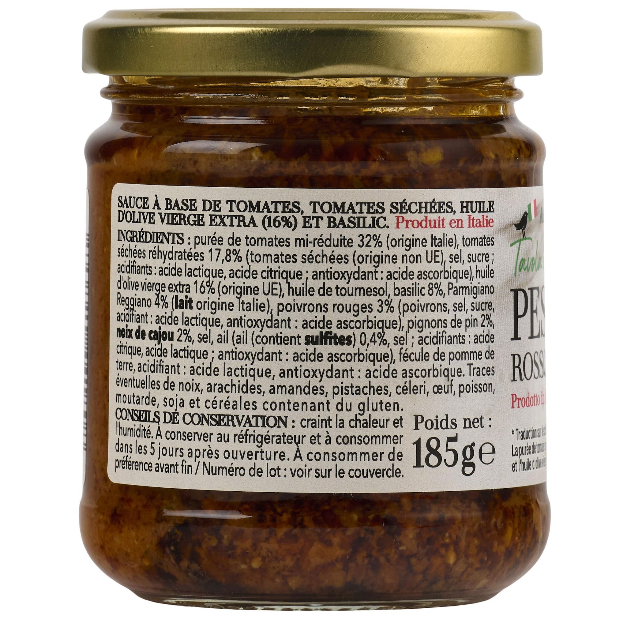 Voir la diapositive 4 : AUCHAN TAVOLA IN ITALIA Sauce pesto rosso en bocal 185g