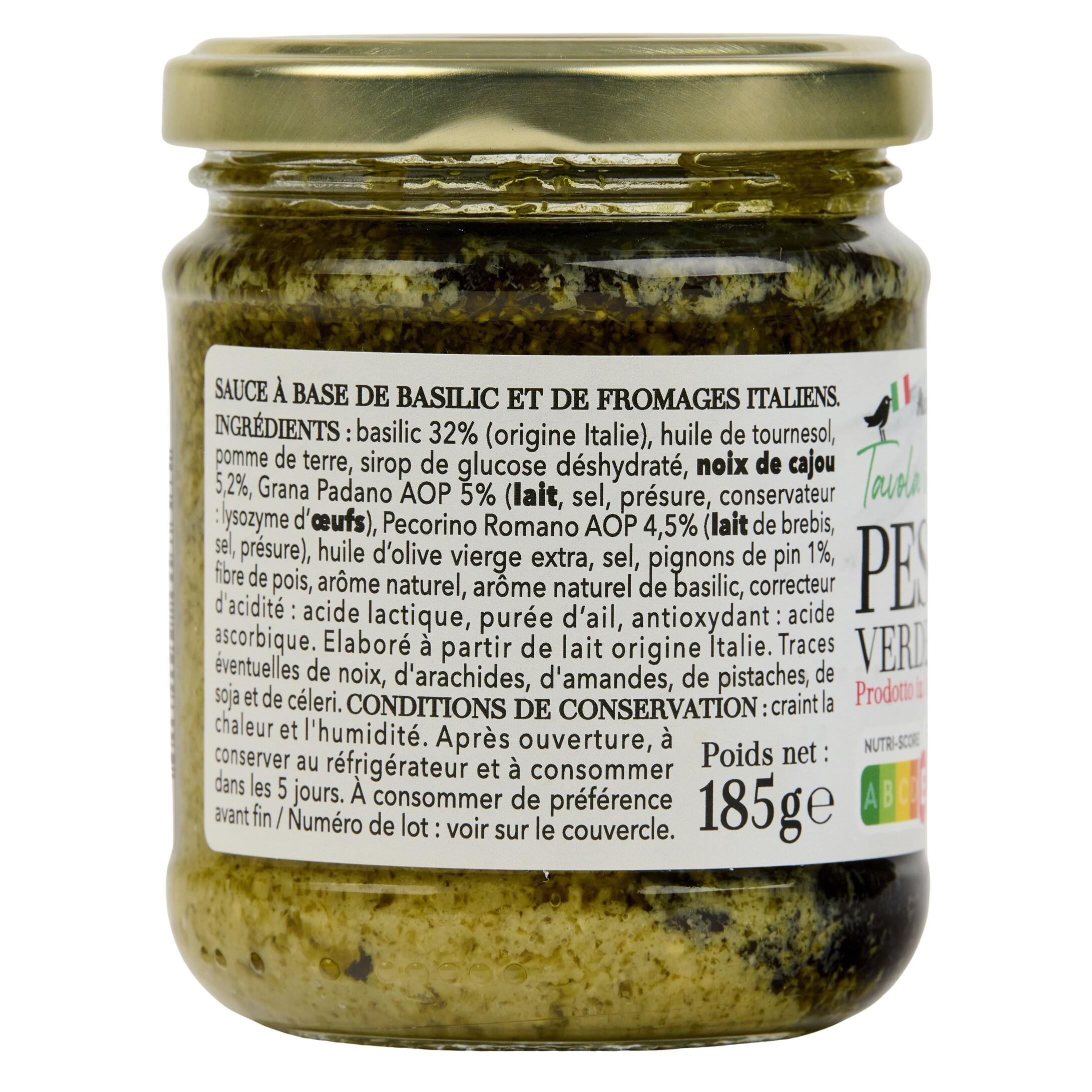 Voir la diapositive 4 : AUCHAN TAVOLA IN ITALIA Sauce pesto verde au basilic en bocal 185g